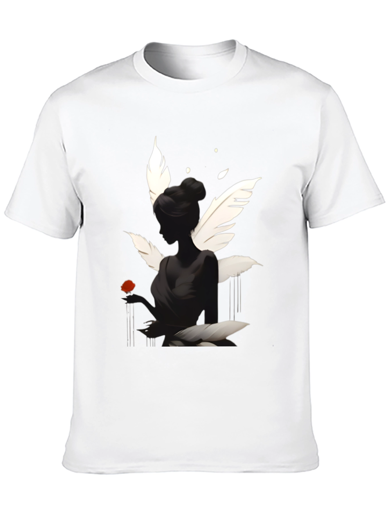Elegant Black T-Shirt with Swan Inspired Graphic