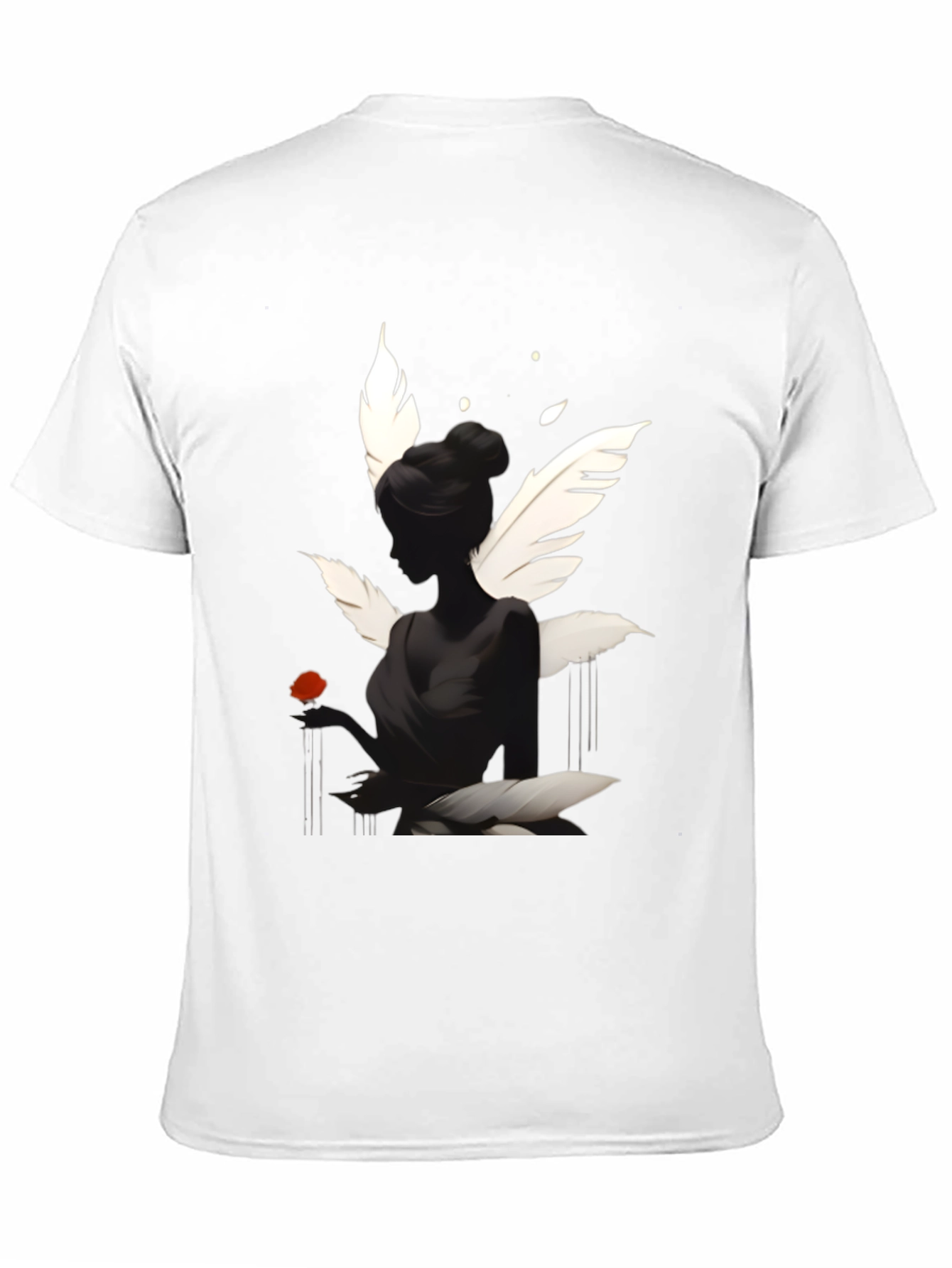 Elegant Black T-Shirt with Swan Inspired Graphic