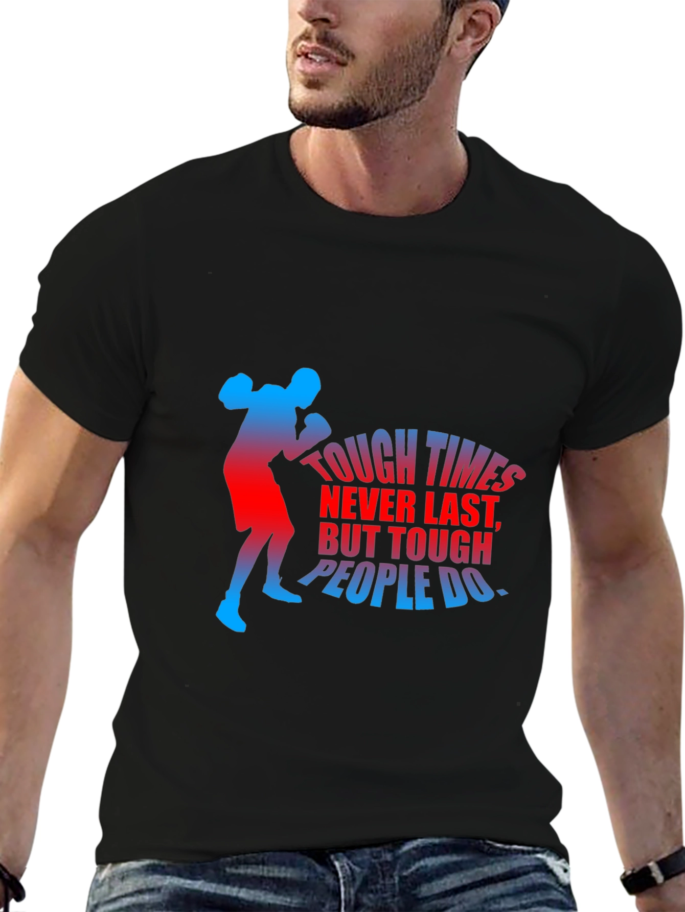Motivational Boxer Graphic T-Shirt - Tough Times