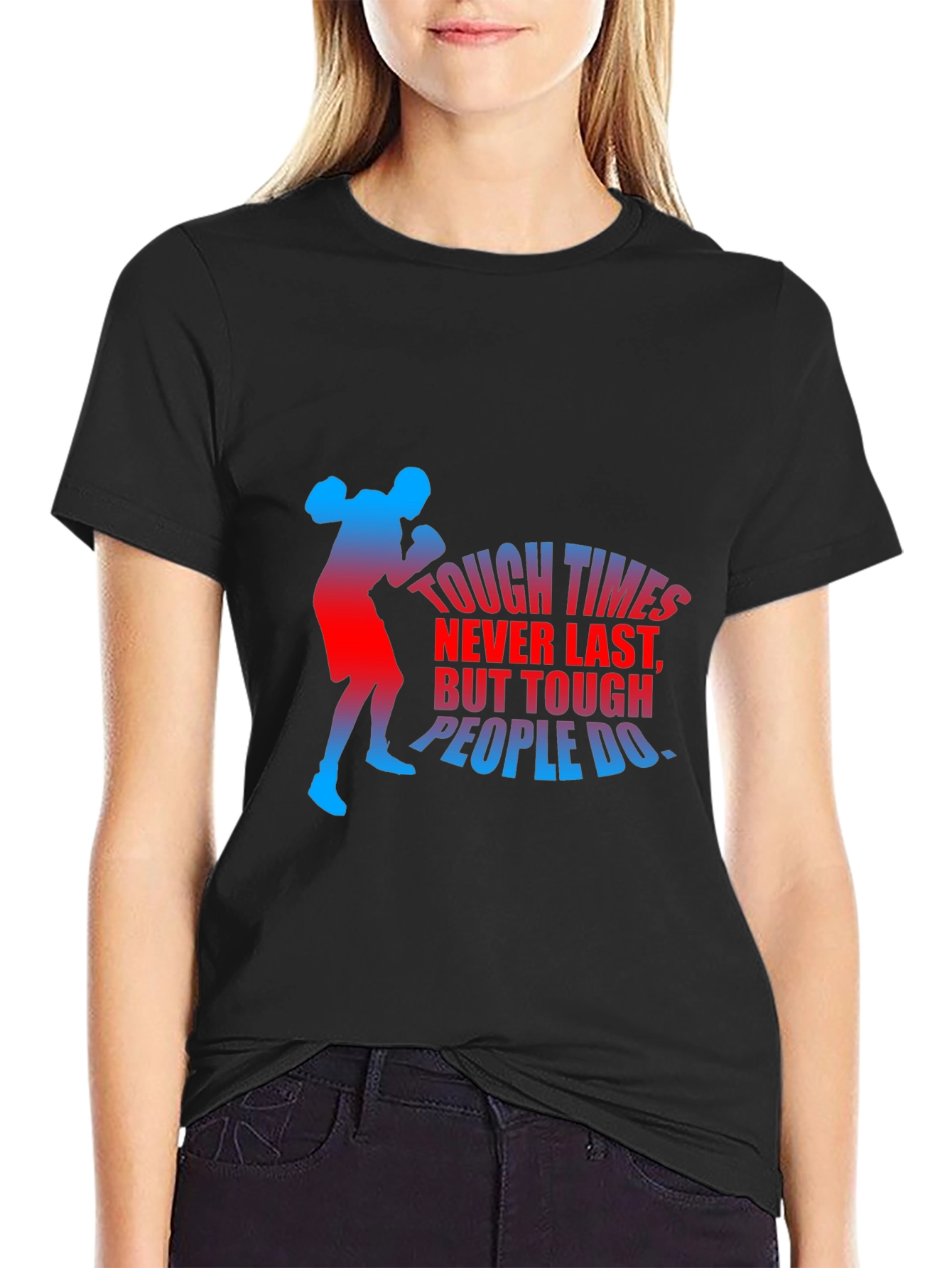 Motivational Boxer Graphic T-Shirt - Tough Times