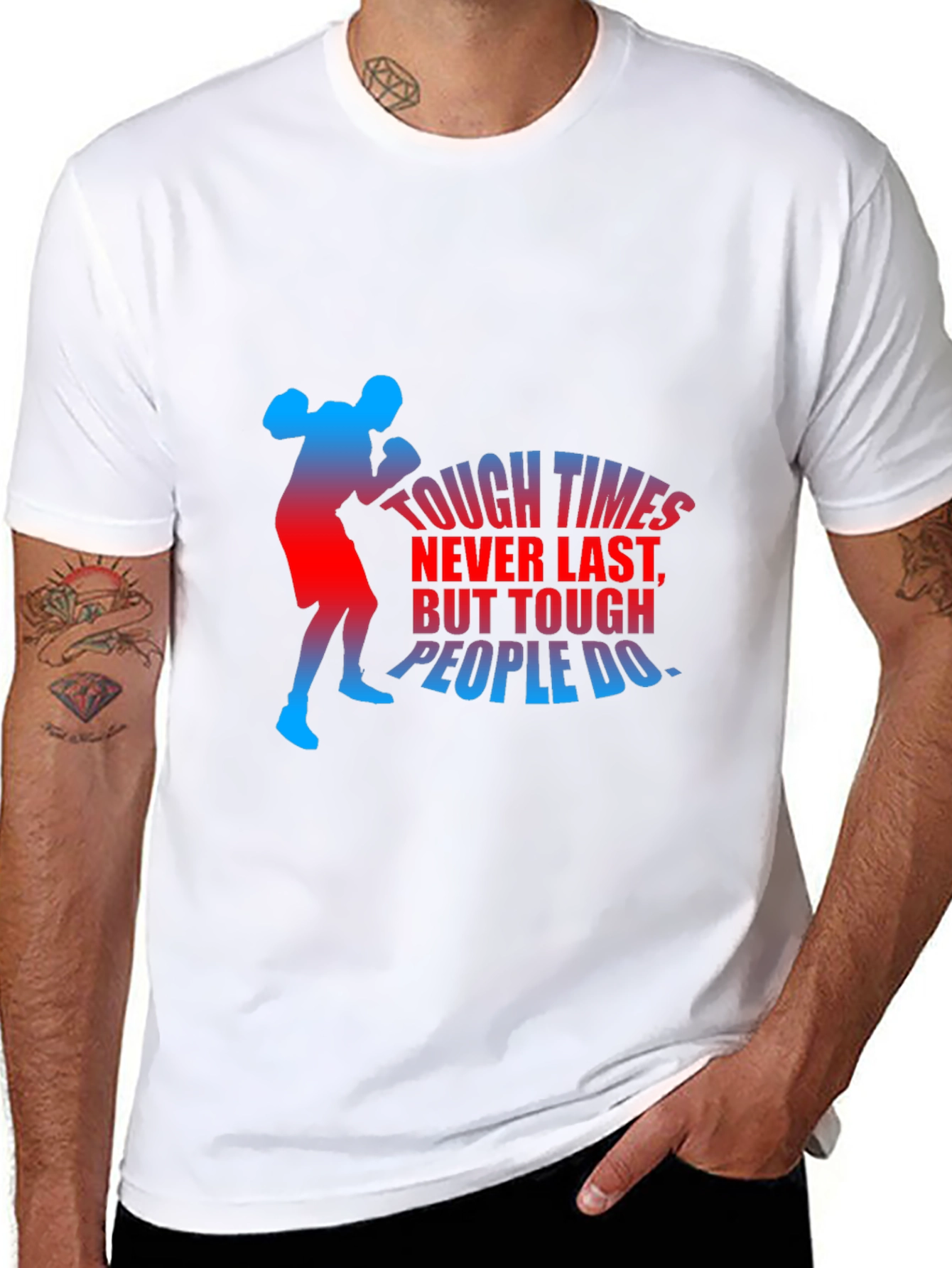 Motivational Boxer Graphic T-Shirt - Tough Times