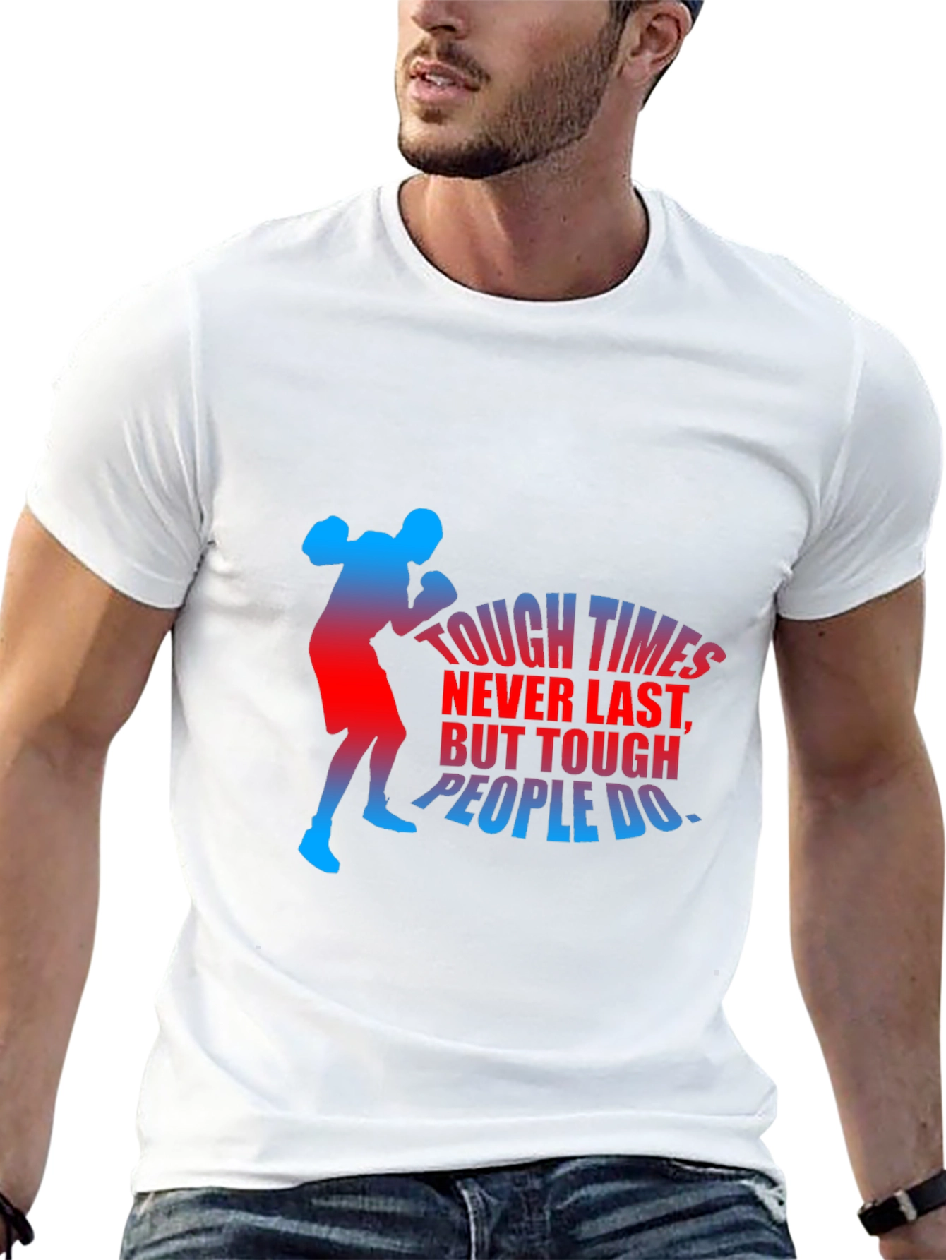 Motivational Boxer Graphic T-Shirt - Tough Times