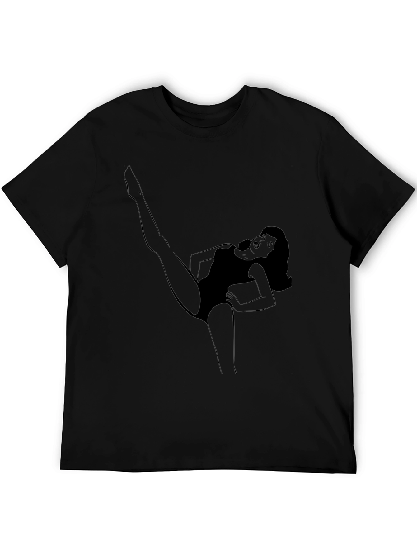Black Graphic Tee with Woman Design