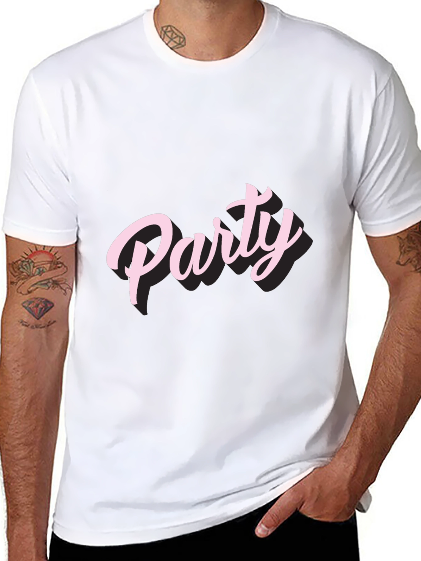 Party Pink Text Graphic Tee Shirt