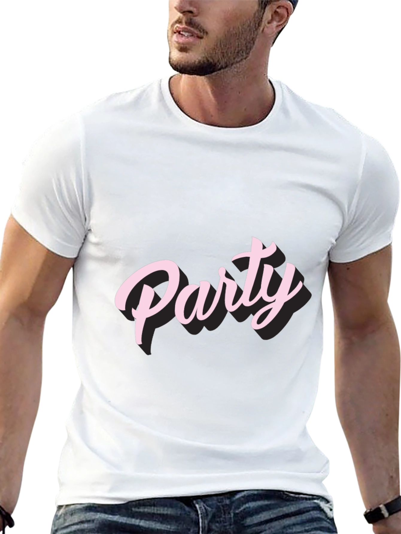 Party Pink Text Graphic Tee Shirt