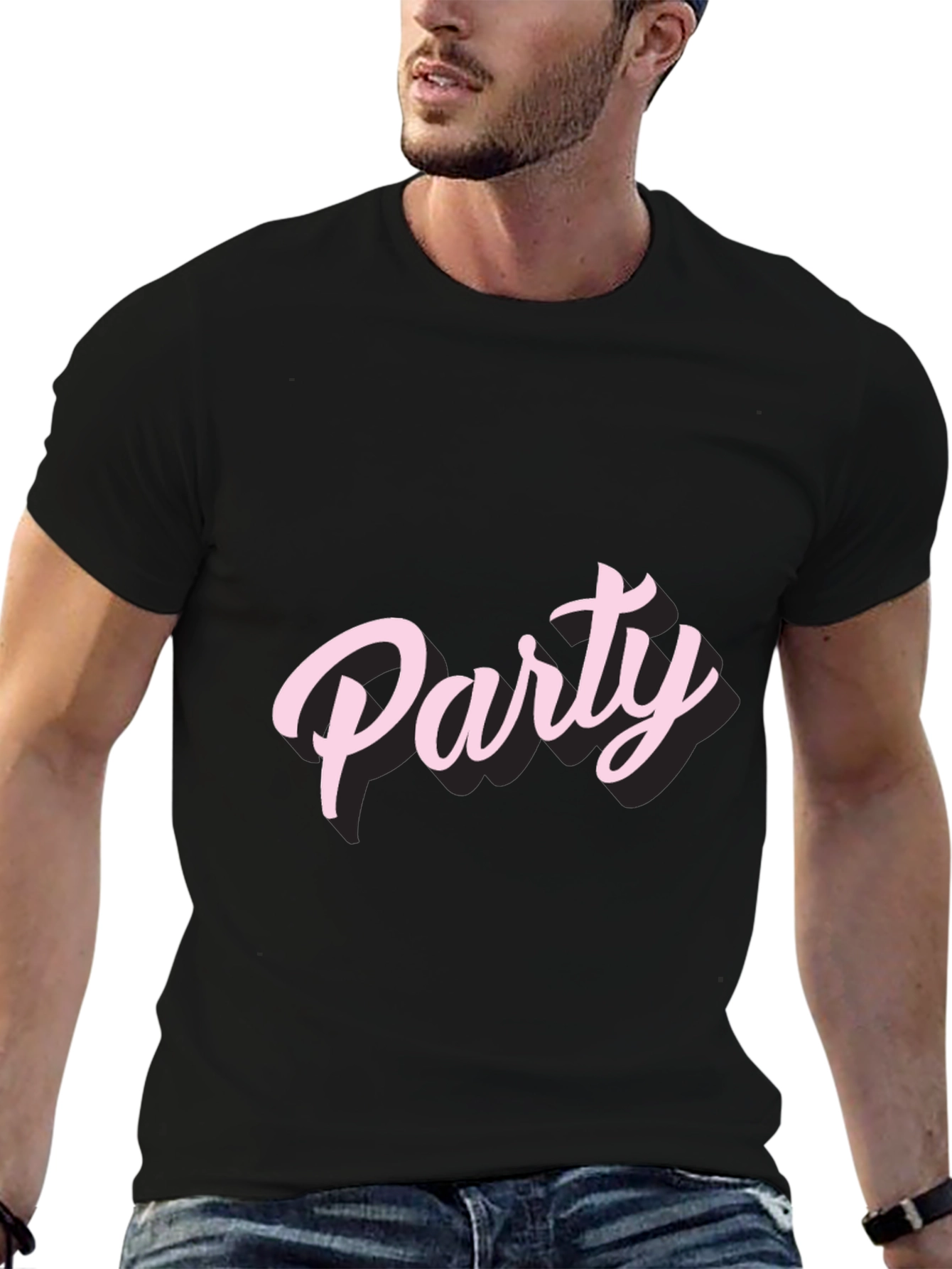 Party Pink Text Graphic Tee Shirt