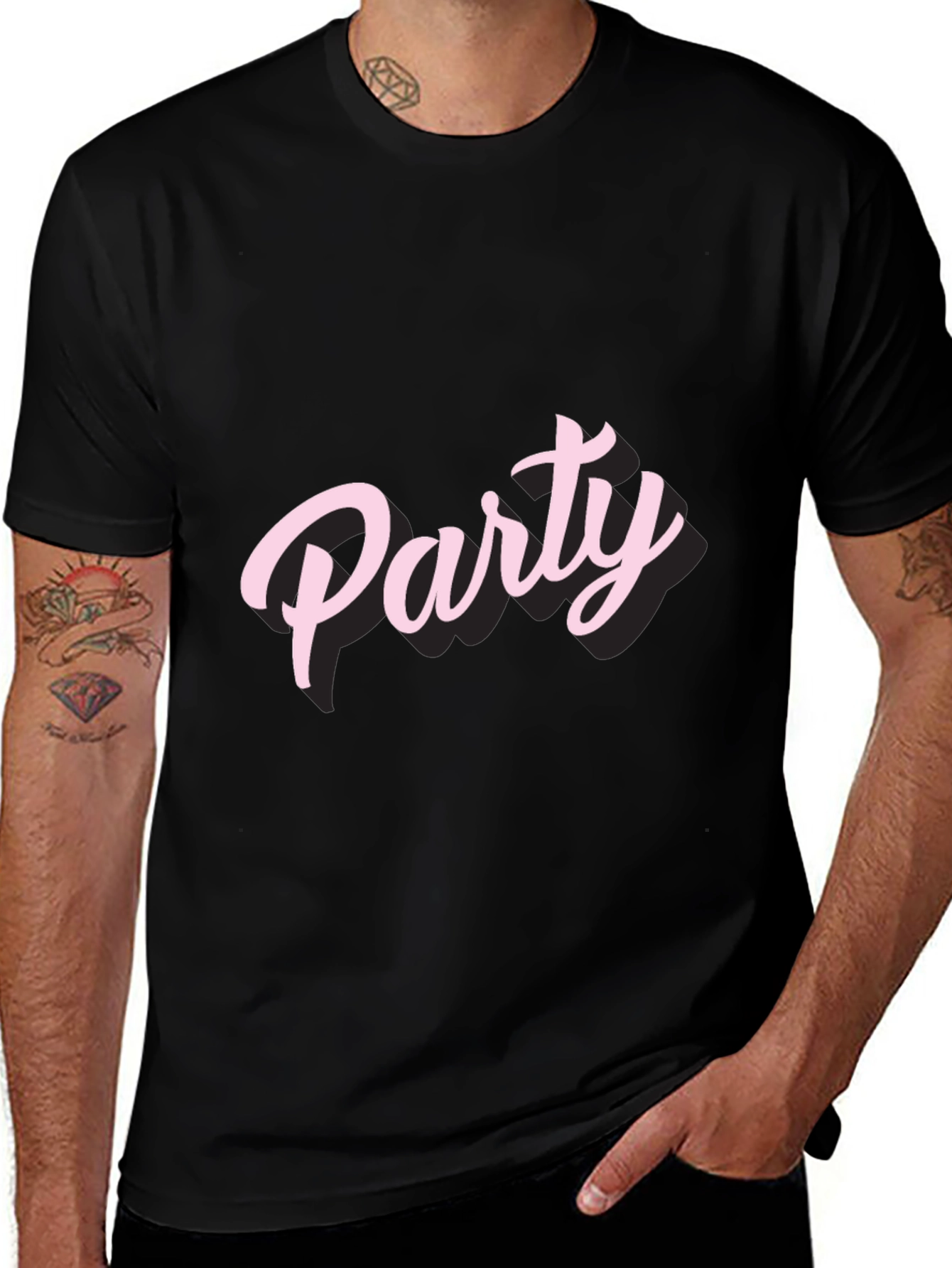 Party Pink Text Graphic Tee Shirt
