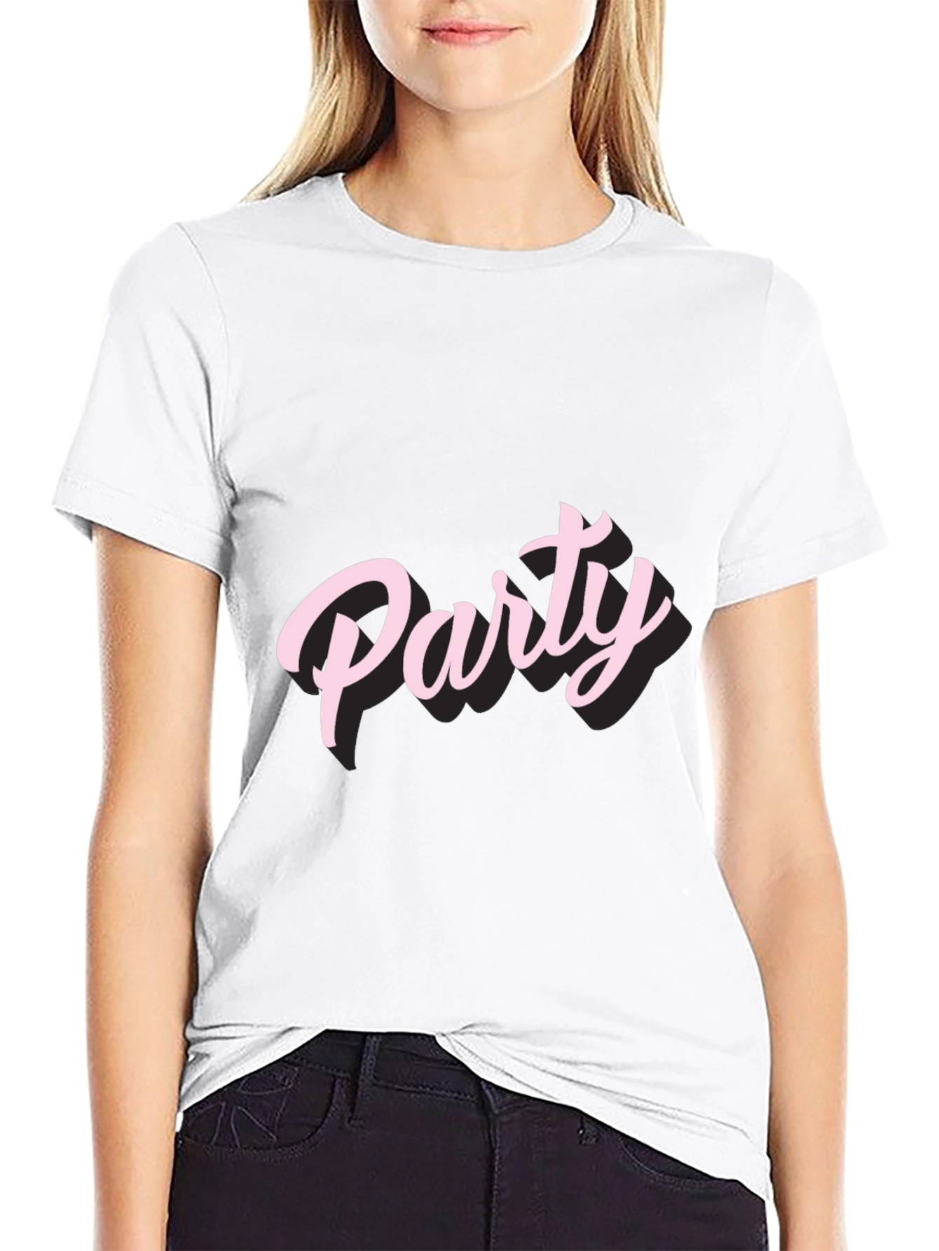 Party Pink Text Graphic Tee Shirt