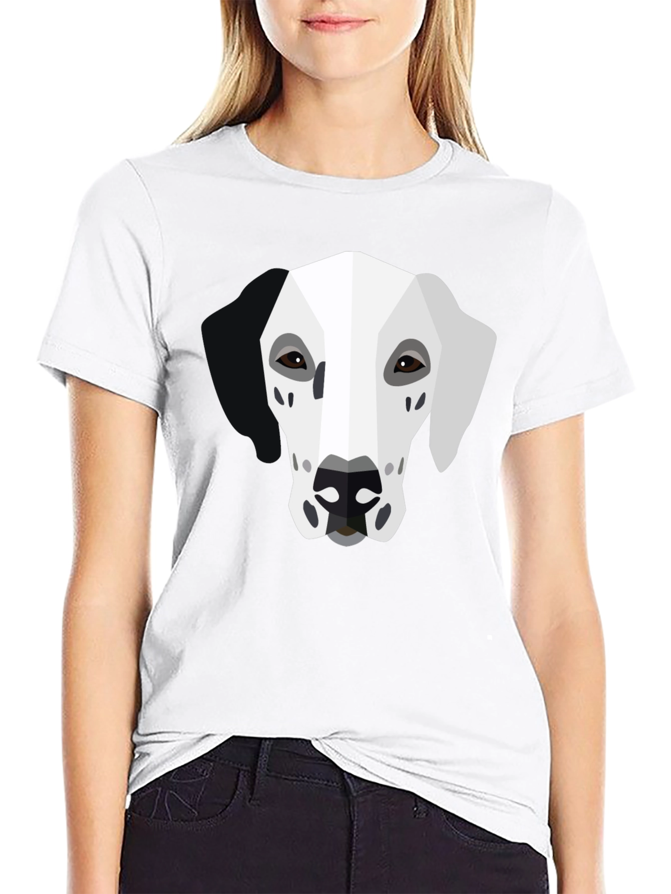 Geometric Dalmatian Graphic Tee - Unisex Black T-Shirt