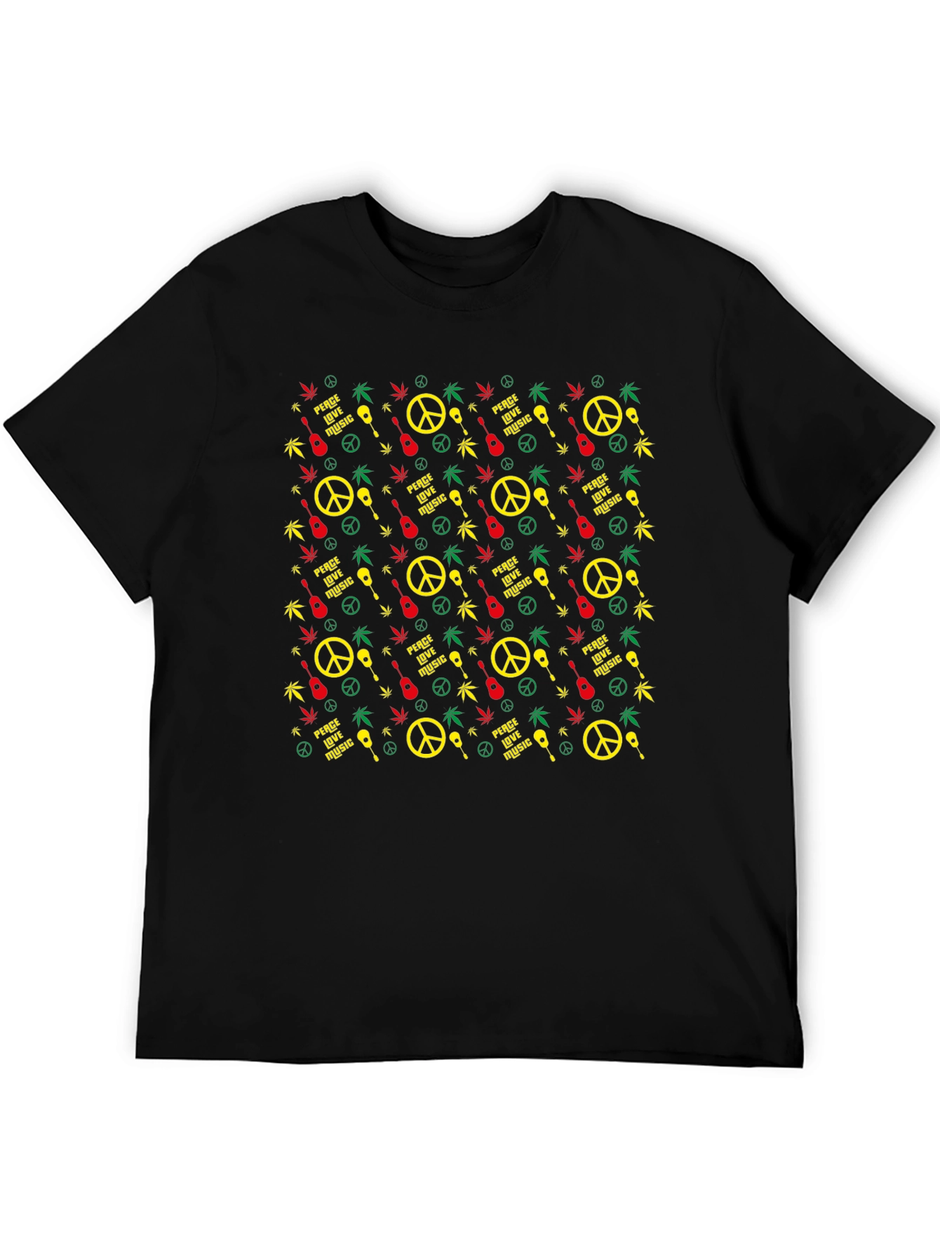 Rasta Peace Love Music Graphic T-Shirt