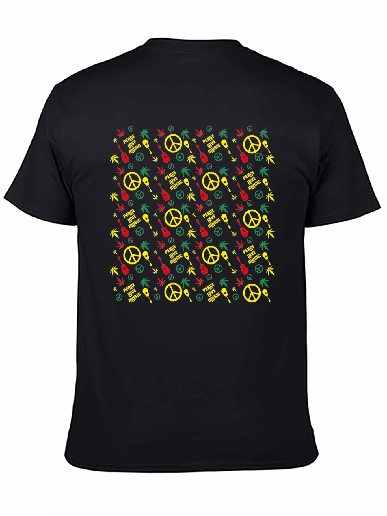 Rasta Peace Love Music Graphic T-Shirt