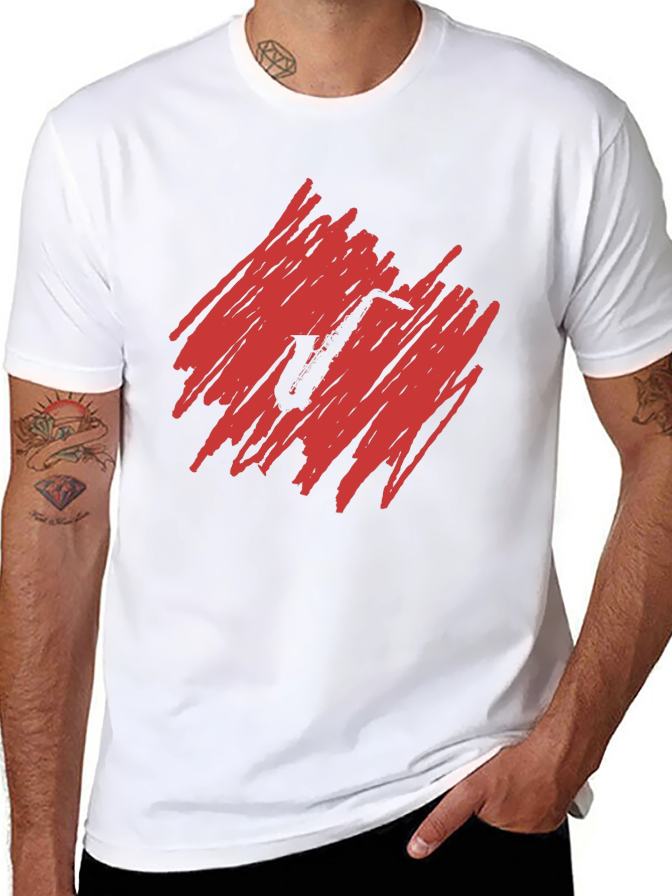 Saxophone Scribble Graphic Tee - Unique Music Lover Shirt