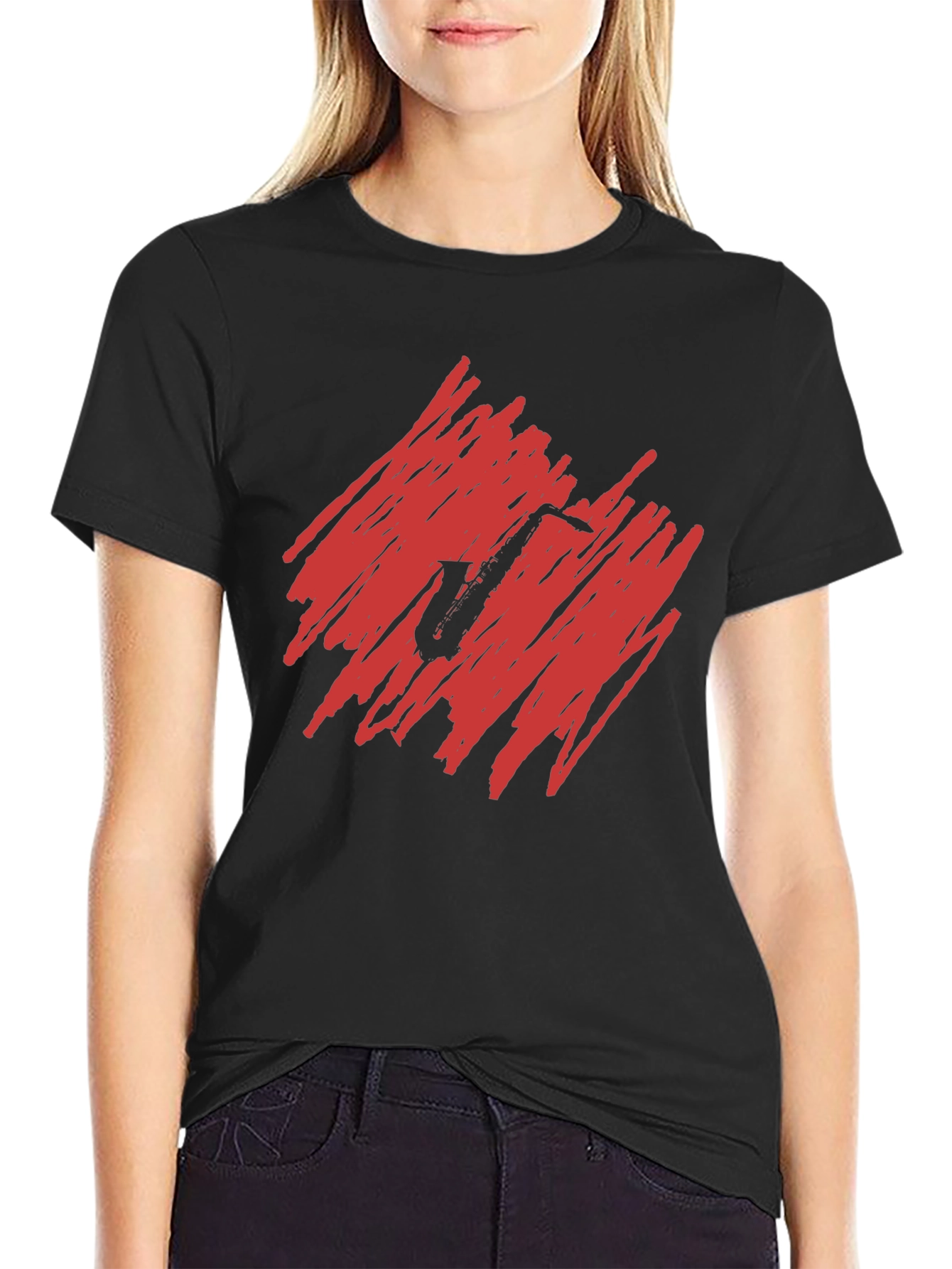 Saxophone Scribble Graphic Tee - Unique Music Lover Shirt