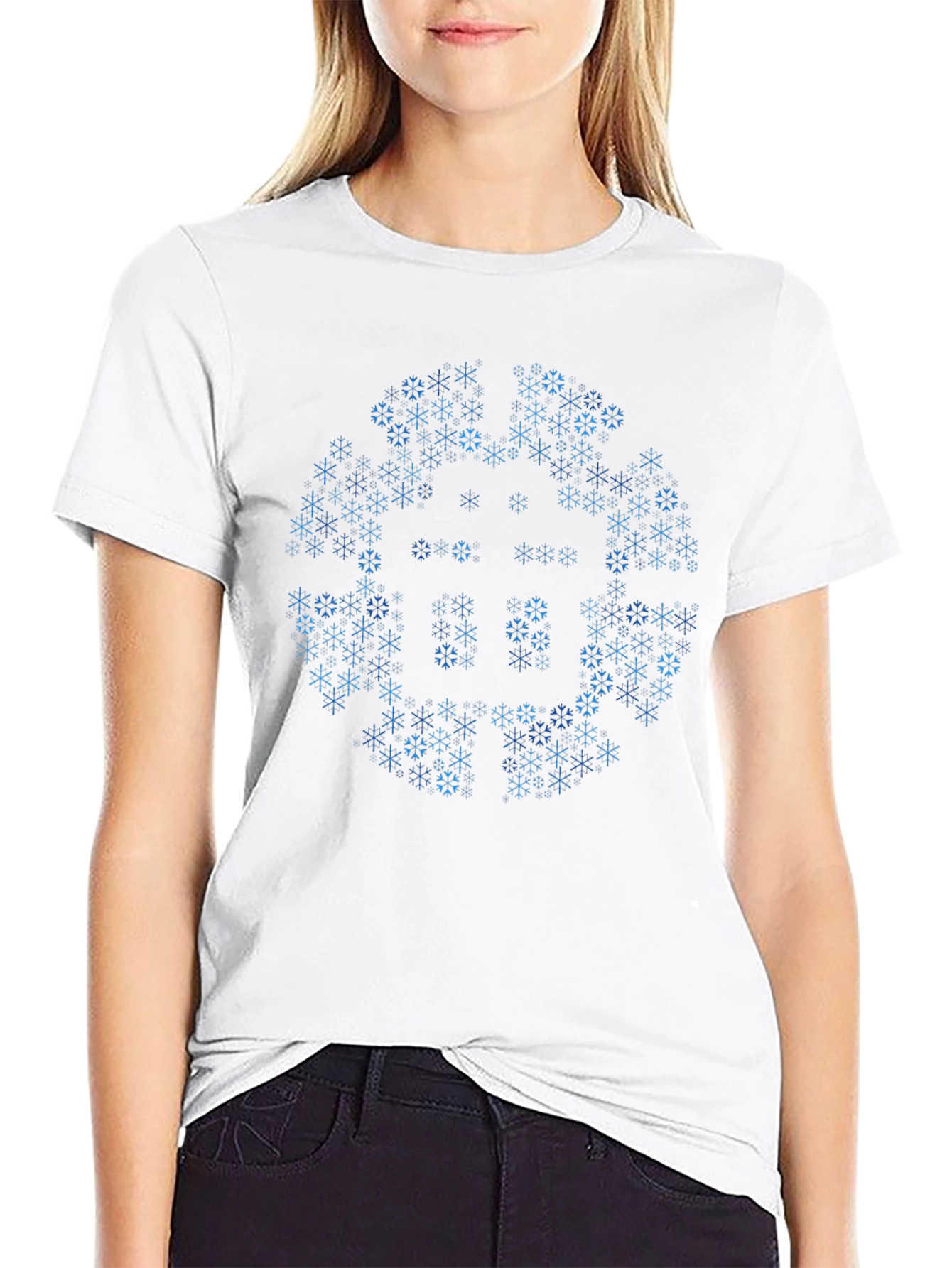Geometric Snowflake Bitcoin Graphic Tee - Black
