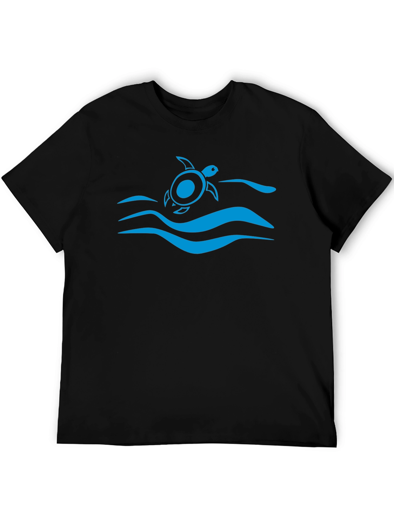Turtle Waves Graphic Tee - Black Cotton T-Shirt