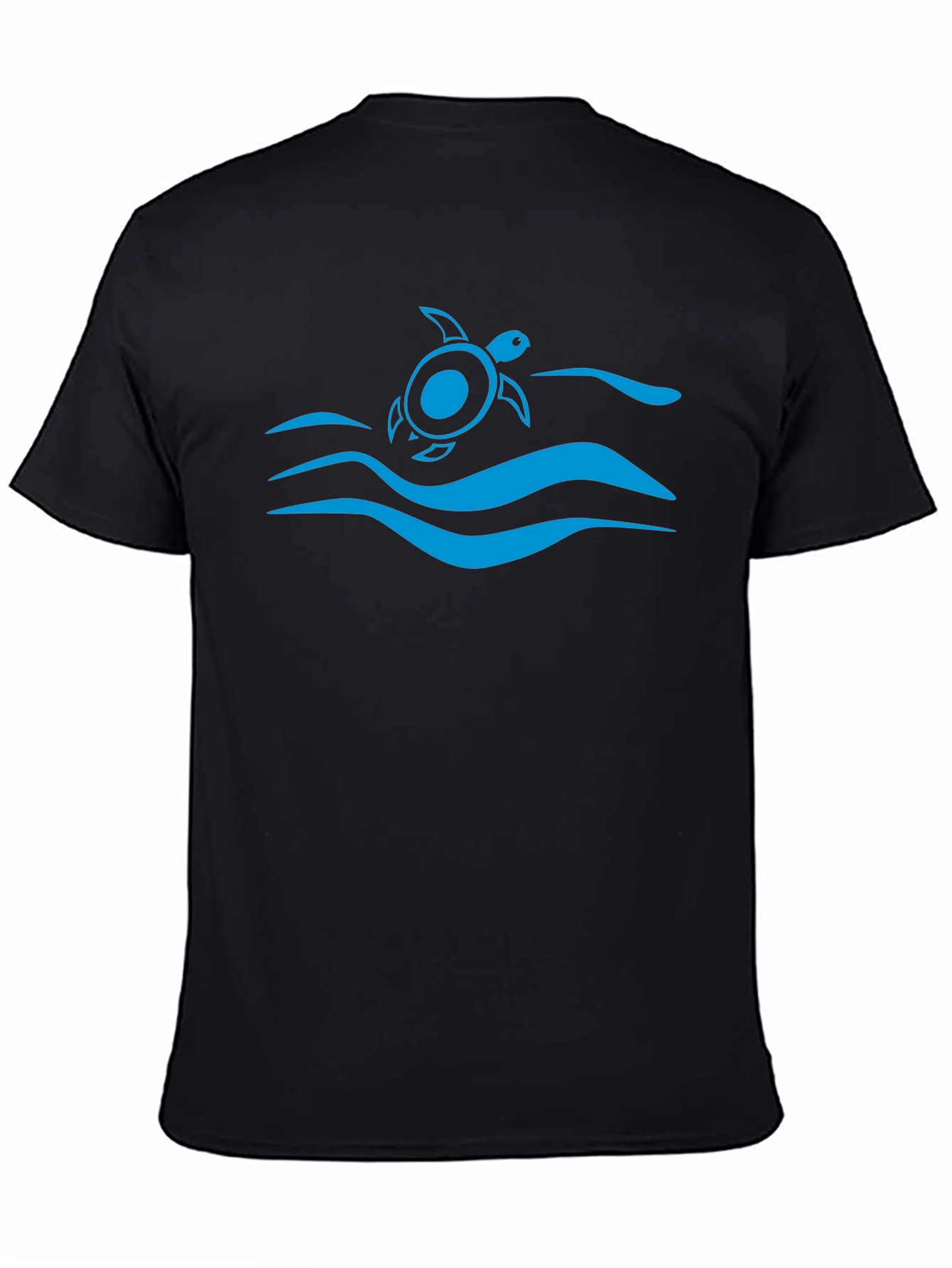 Turtle Waves Graphic Tee - Black Cotton T-Shirt