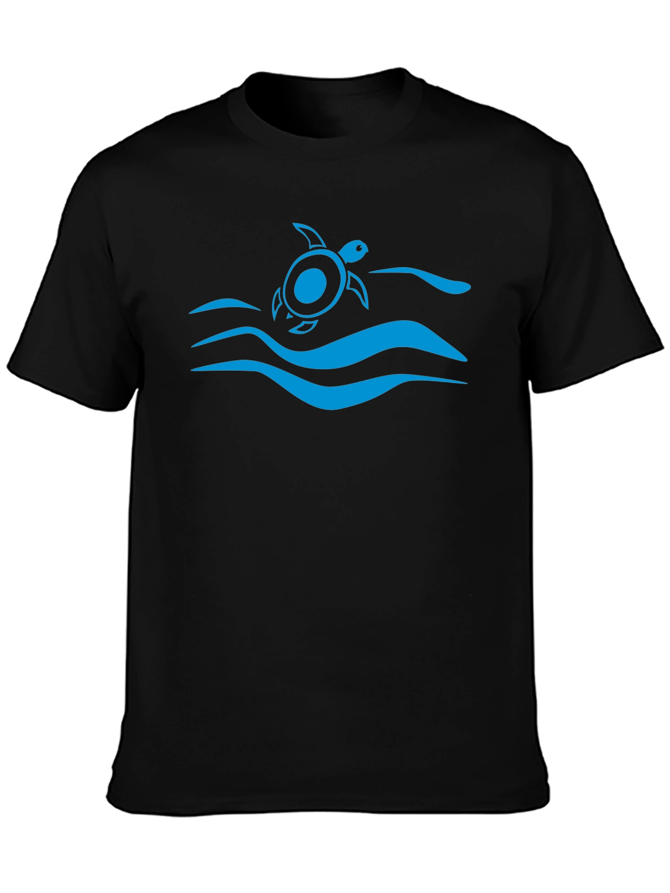 Turtle Waves Graphic Tee - Black Cotton T-Shirt