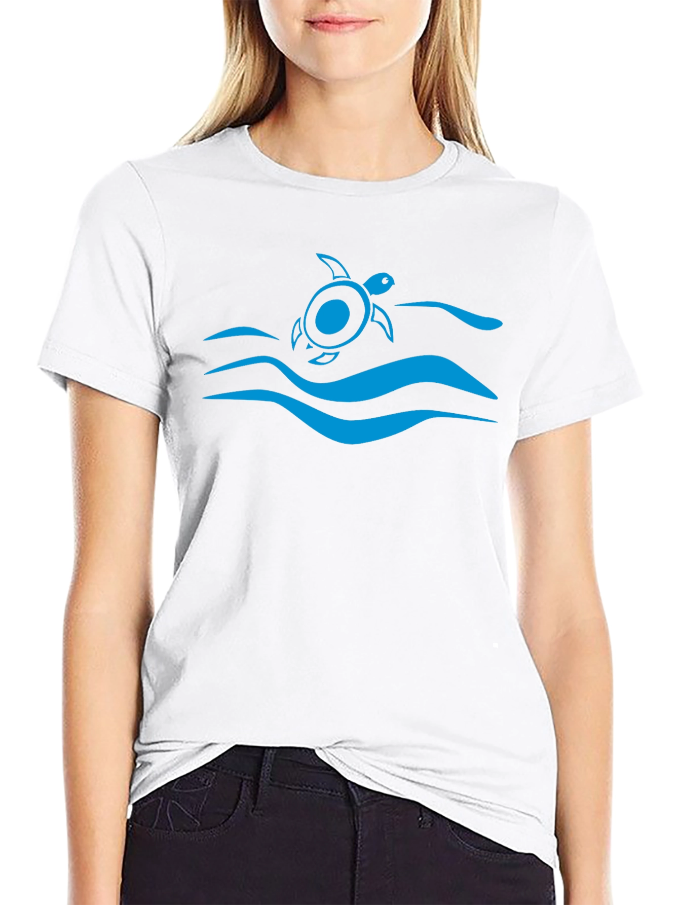 Turtle Waves Graphic Tee - Black Cotton T-Shirt