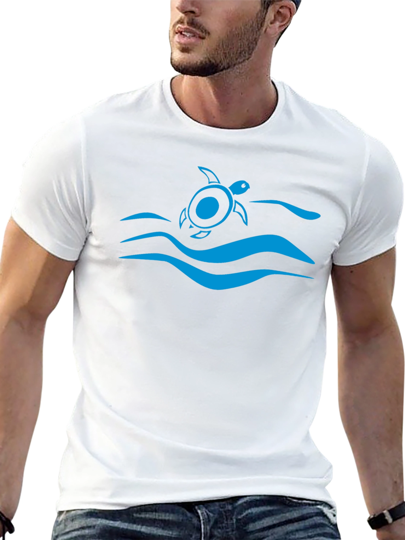 Turtle Waves Graphic Tee - Black Cotton T-Shirt