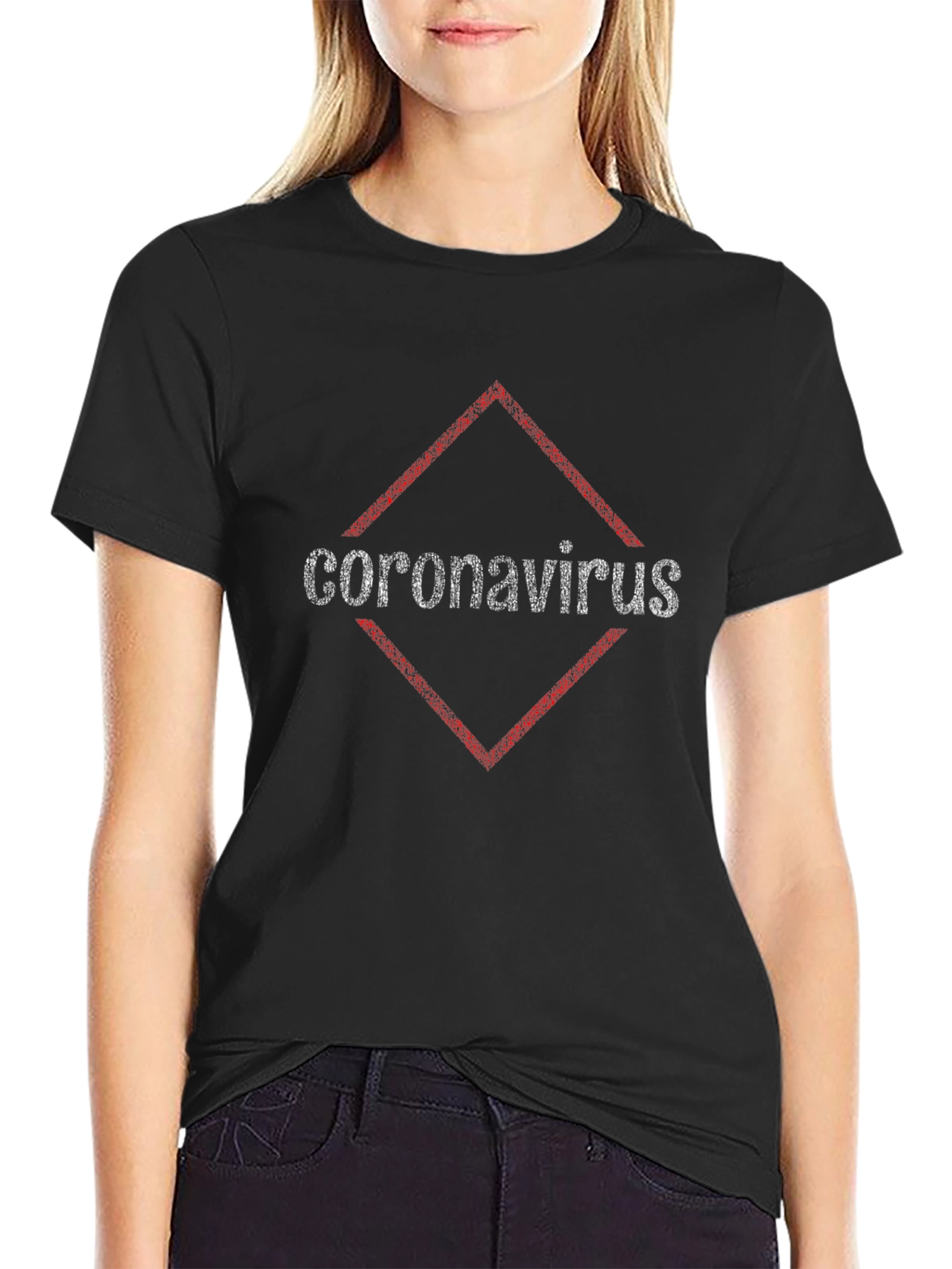 Coronavirus Diamond Graphic Black T-Shirt
