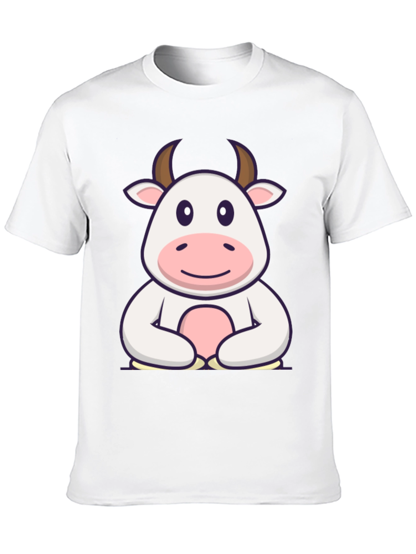 Cute Cartoon Cow Graphic Black T-Shirt