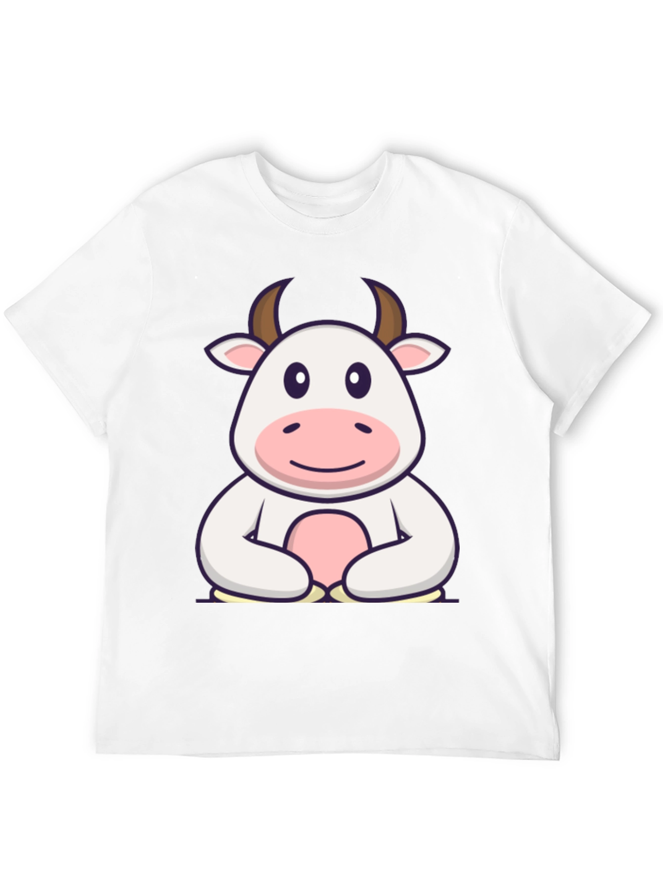 Cute Cartoon Cow Graphic Black T-Shirt