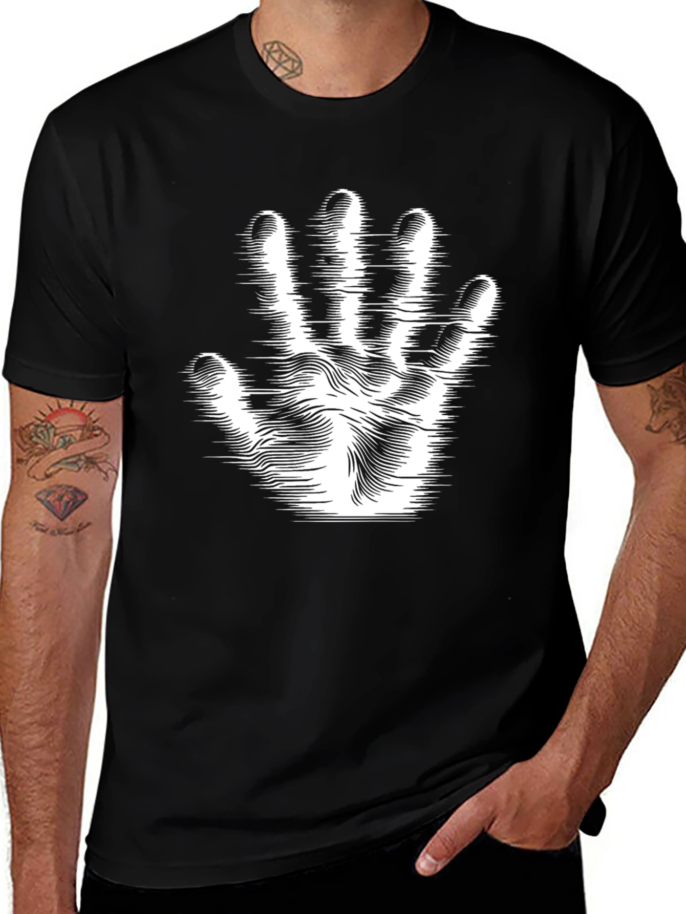 Hand Print Graphic Tee - Modern Black T-Shirt