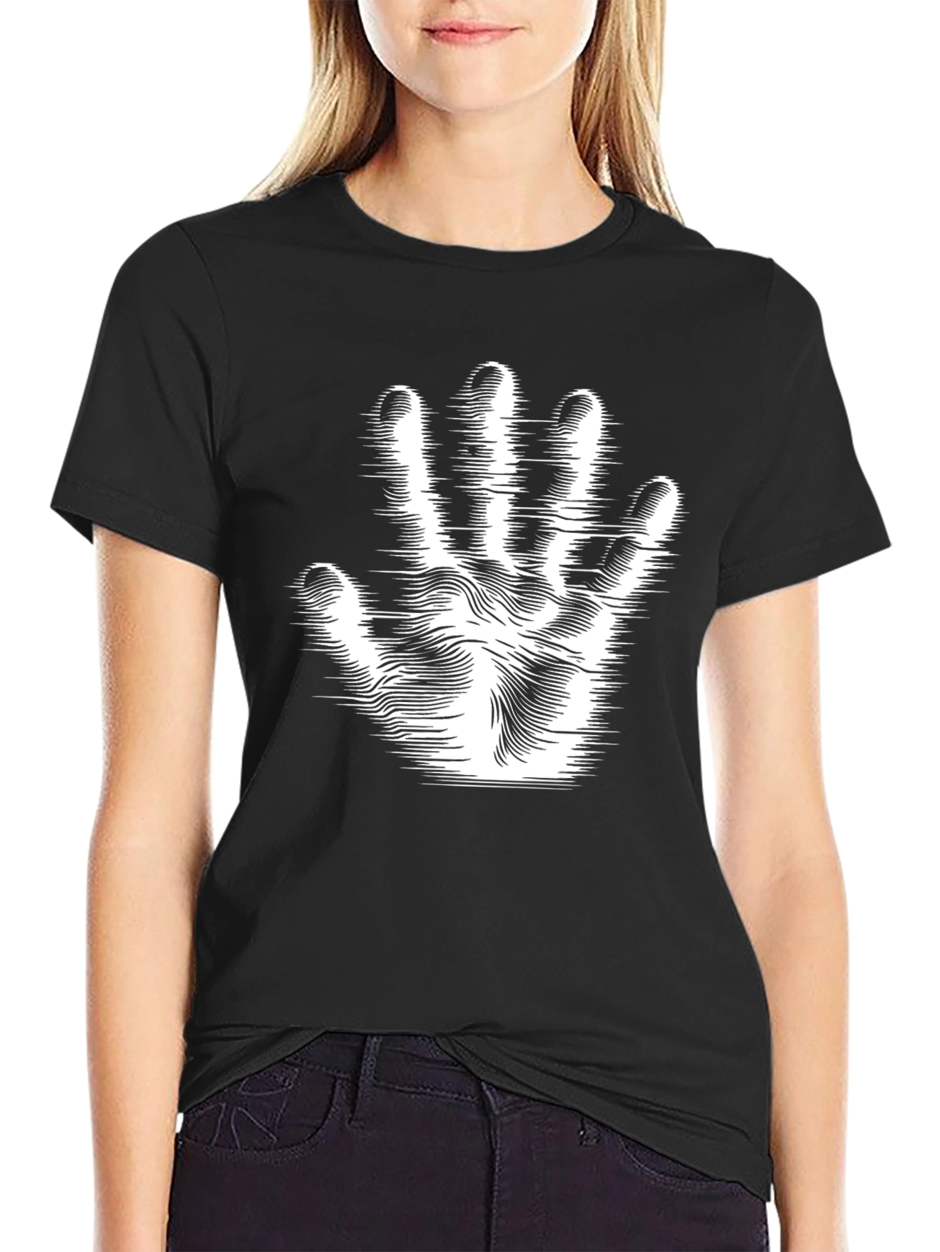 Hand Print Graphic Tee - Modern Black T-Shirt