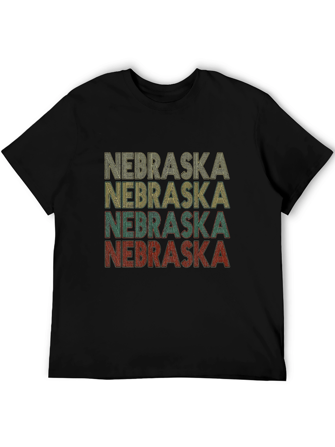 Retro Nebraska Graphic Tee - Black Cotton T-Shirt