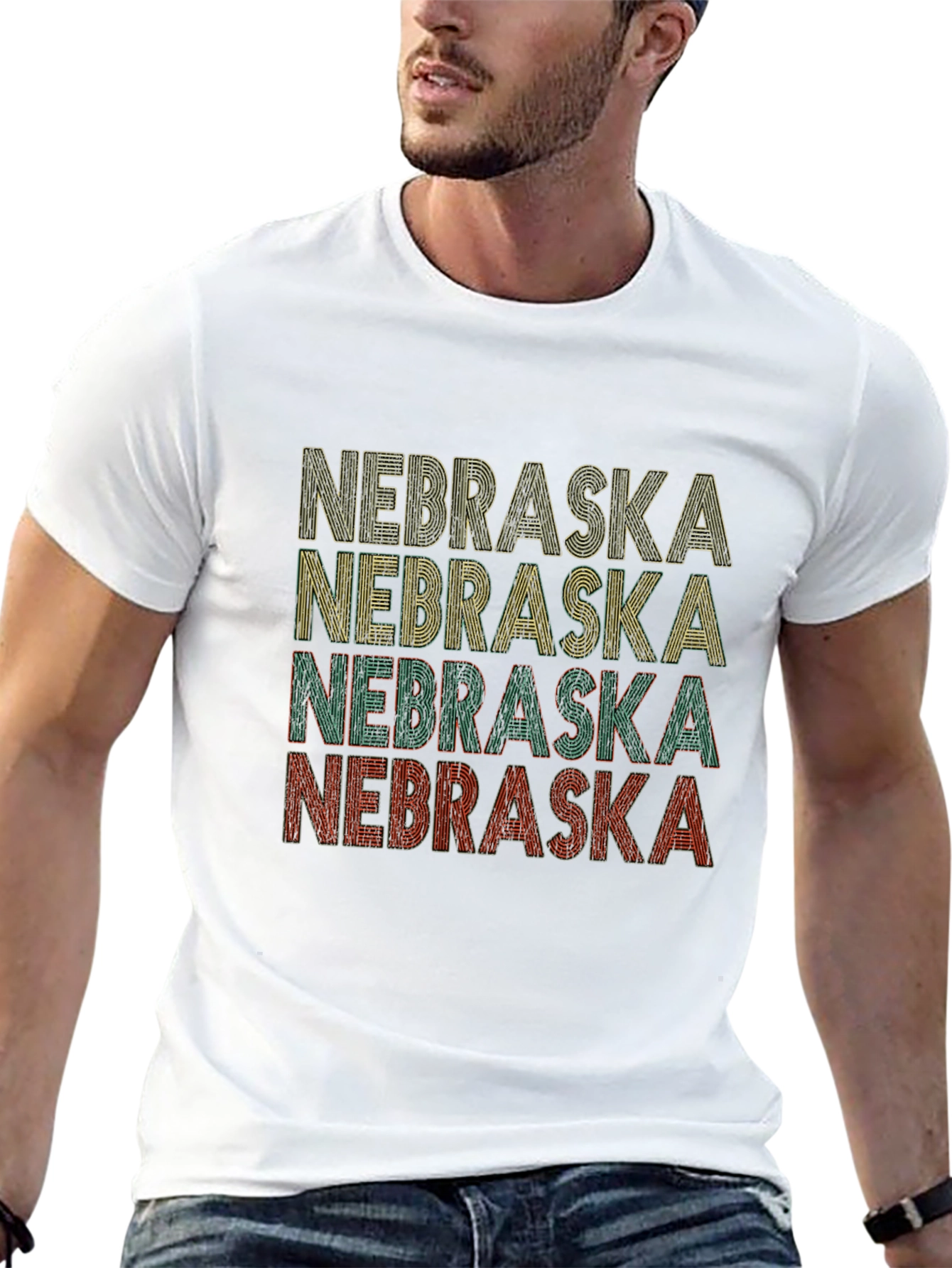 Retro Nebraska Graphic Tee - Black Cotton T-Shirt