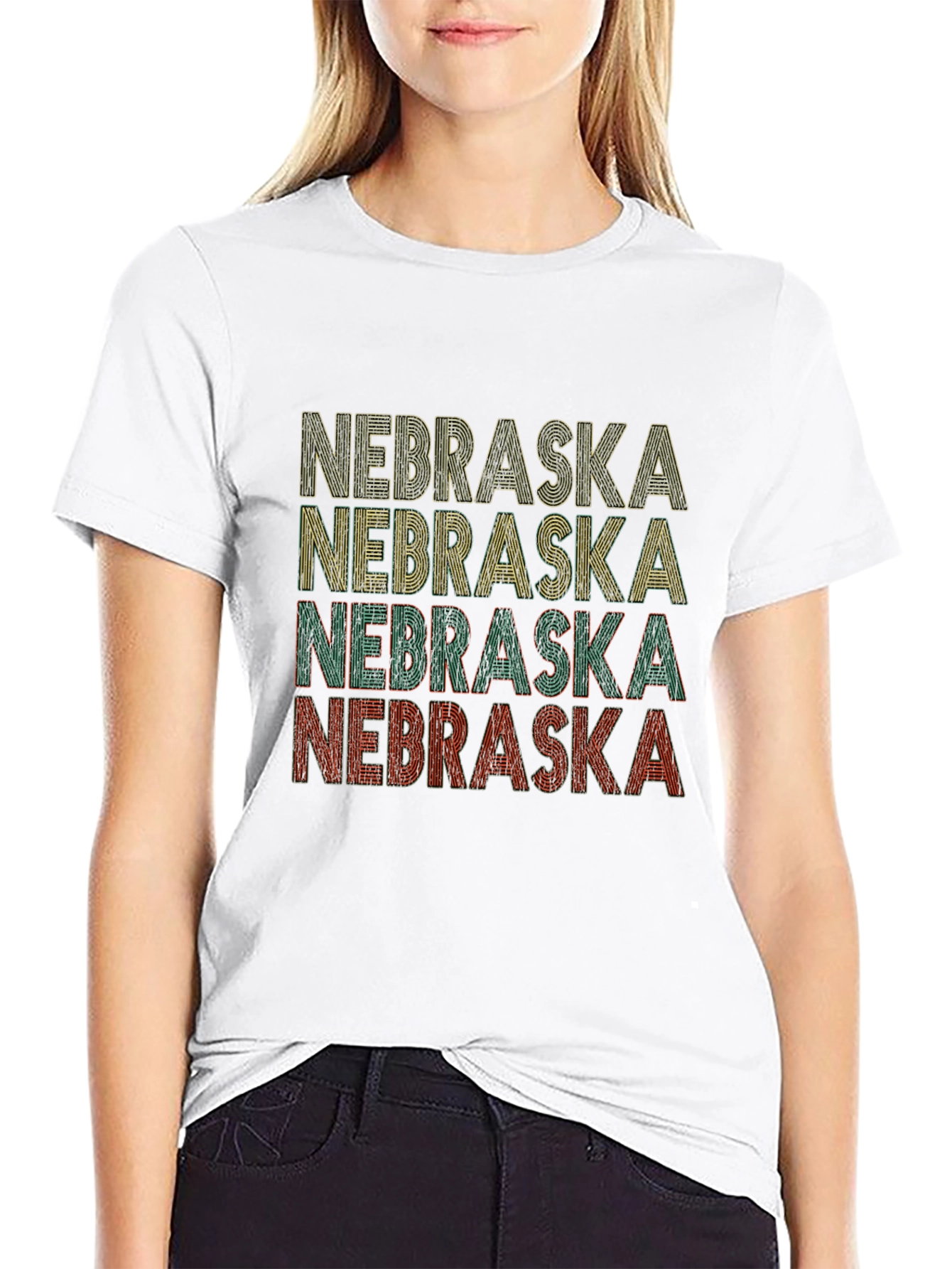 Retro Nebraska Graphic Tee - Black Cotton T-Shirt