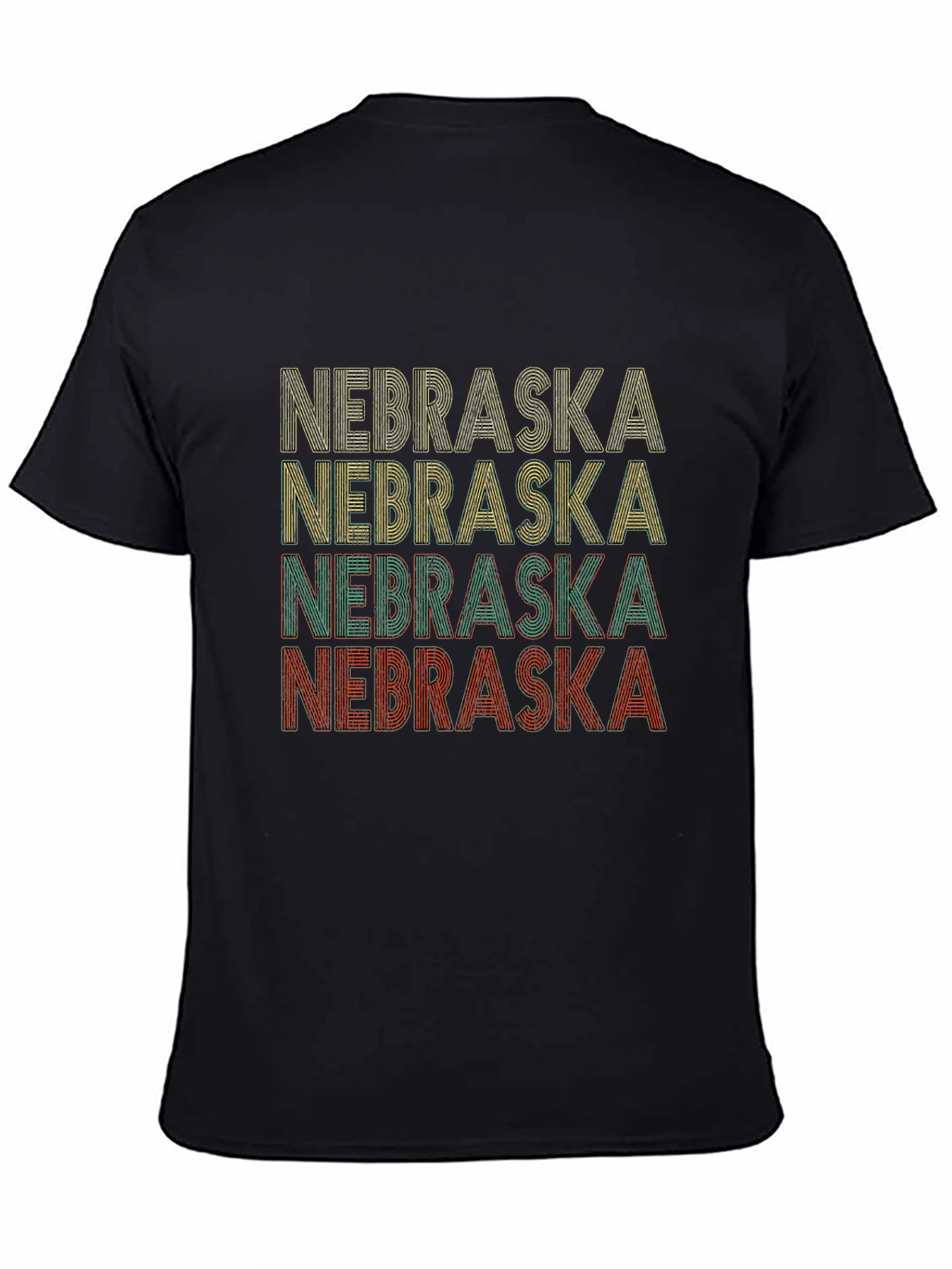 Retro Nebraska Graphic Tee - Black Cotton T-Shirt