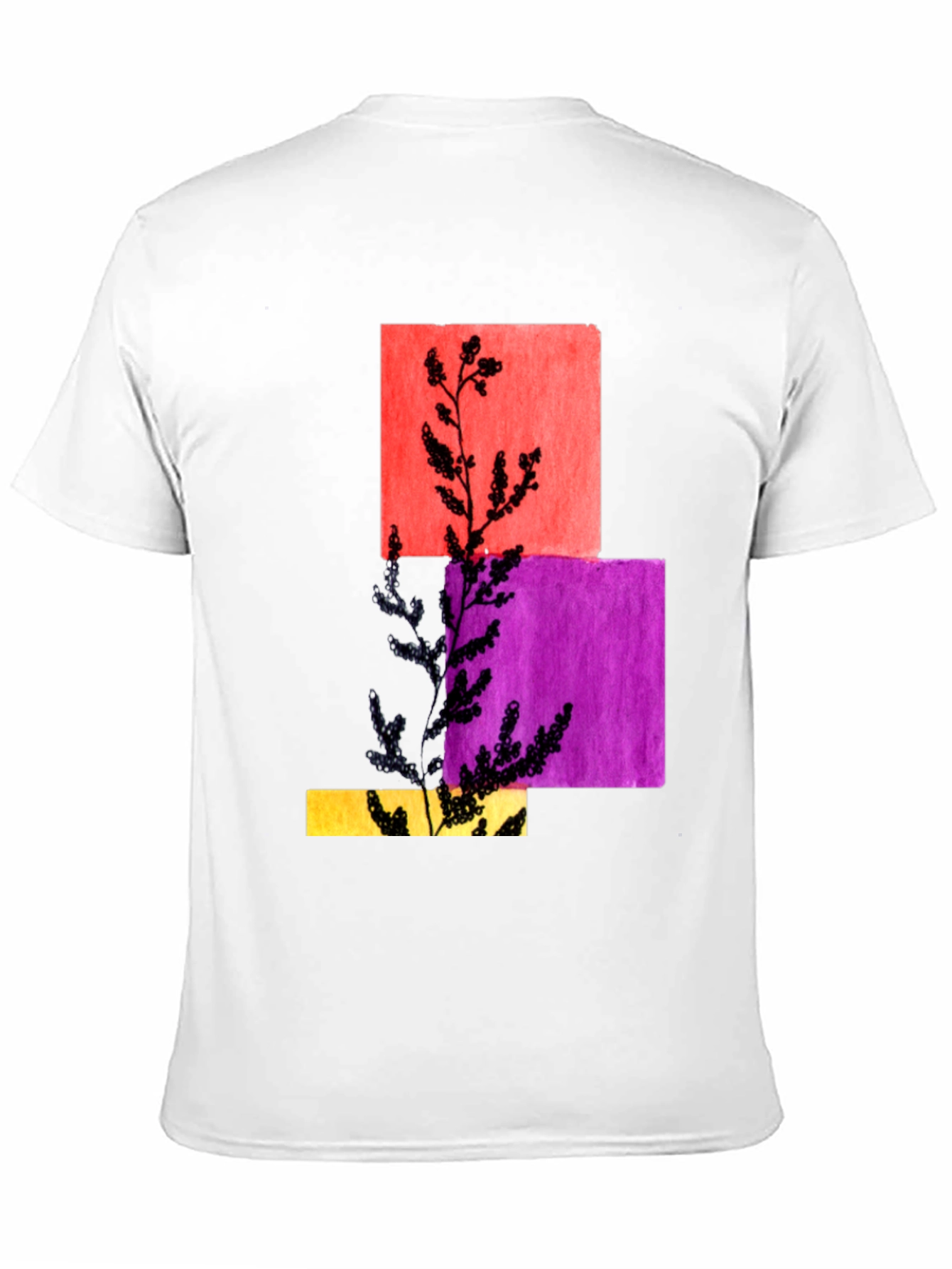 Abstract Botanical Graphic Black T-Shirt