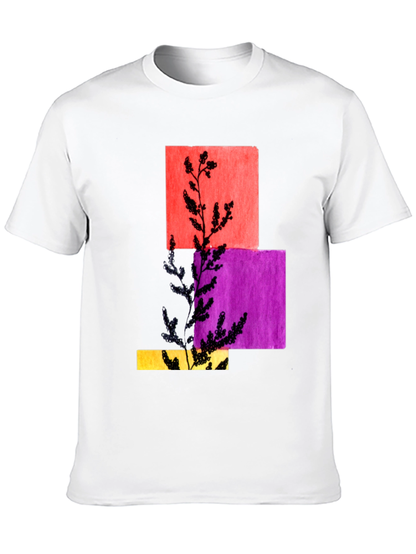 Abstract Botanical Graphic Black T-Shirt