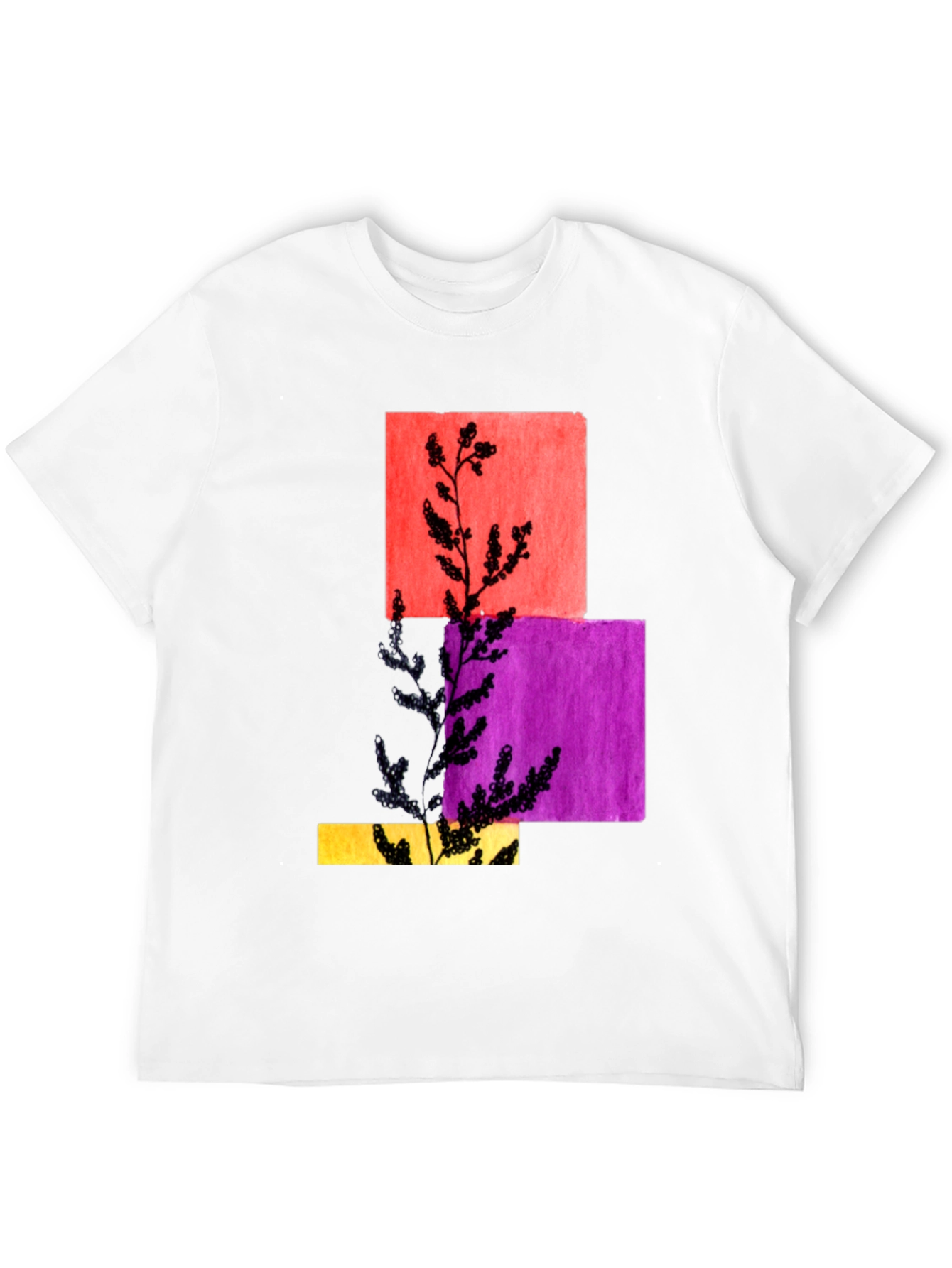 Abstract Botanical Graphic Black T-Shirt
