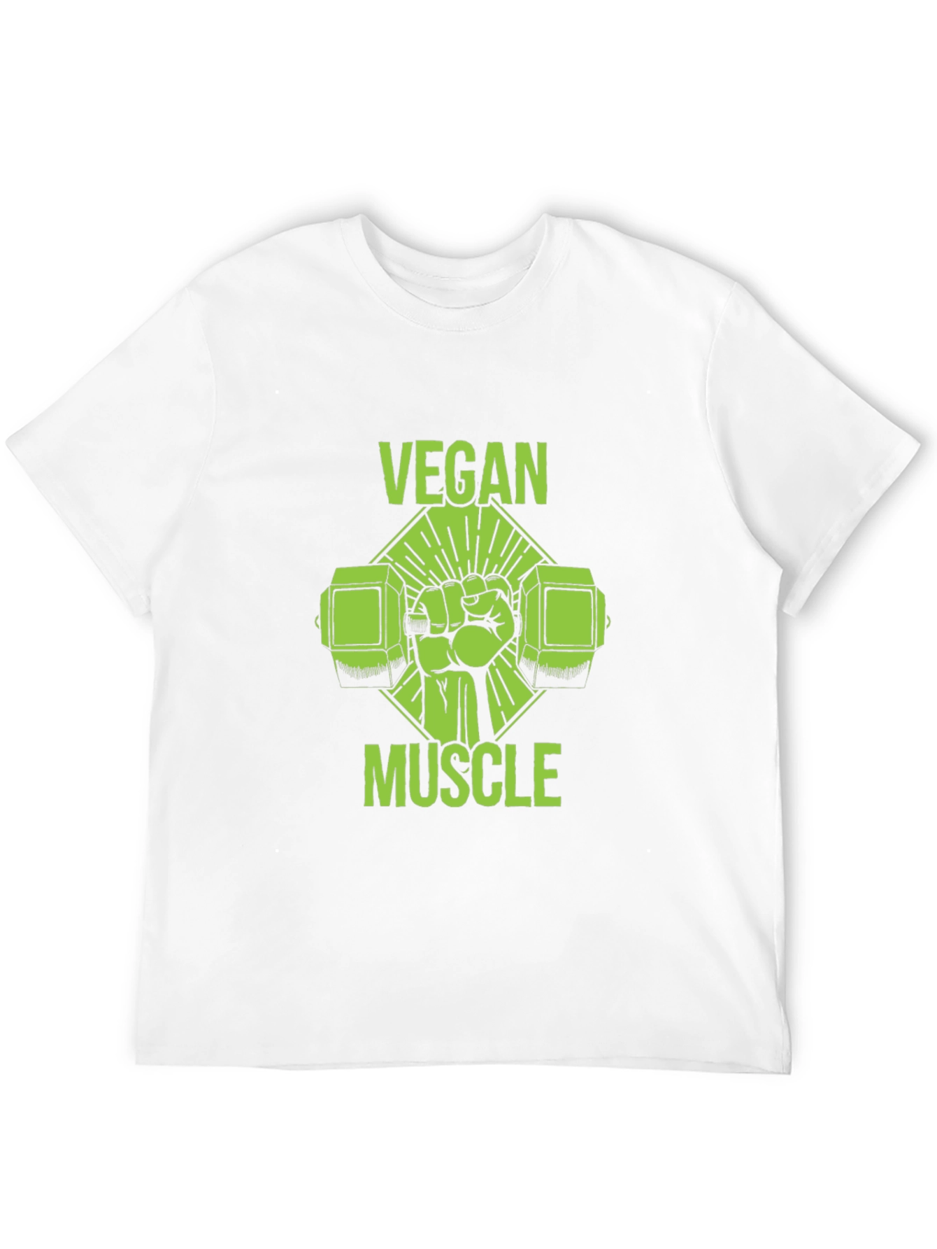 Vegan Muscle Black T-Shirt - Green Graphic Print