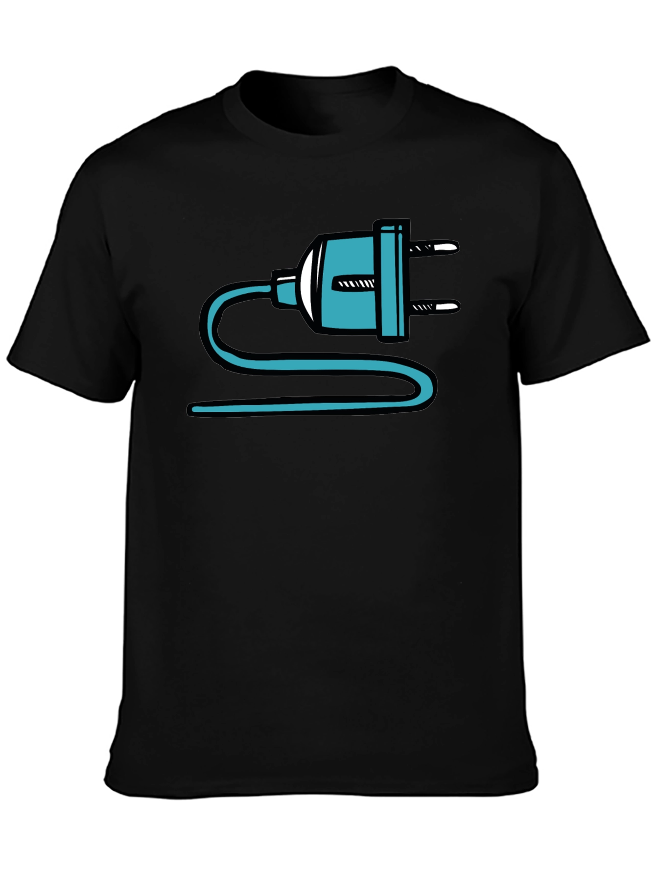 Electric Plug Graphic T-Shirt - Quirky Black Tee