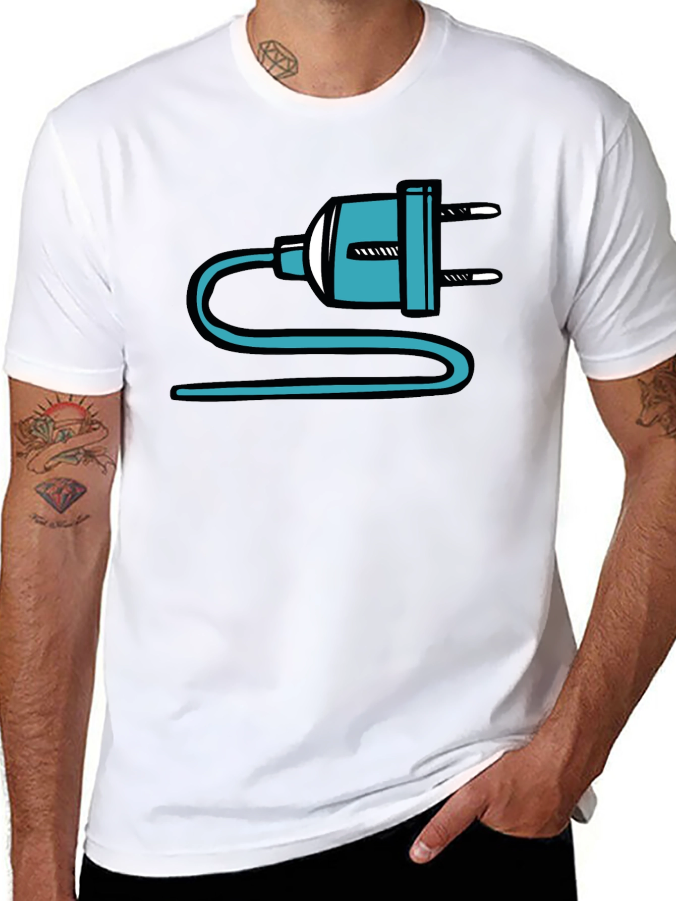 Electric Plug Graphic T-Shirt - Quirky Black Tee