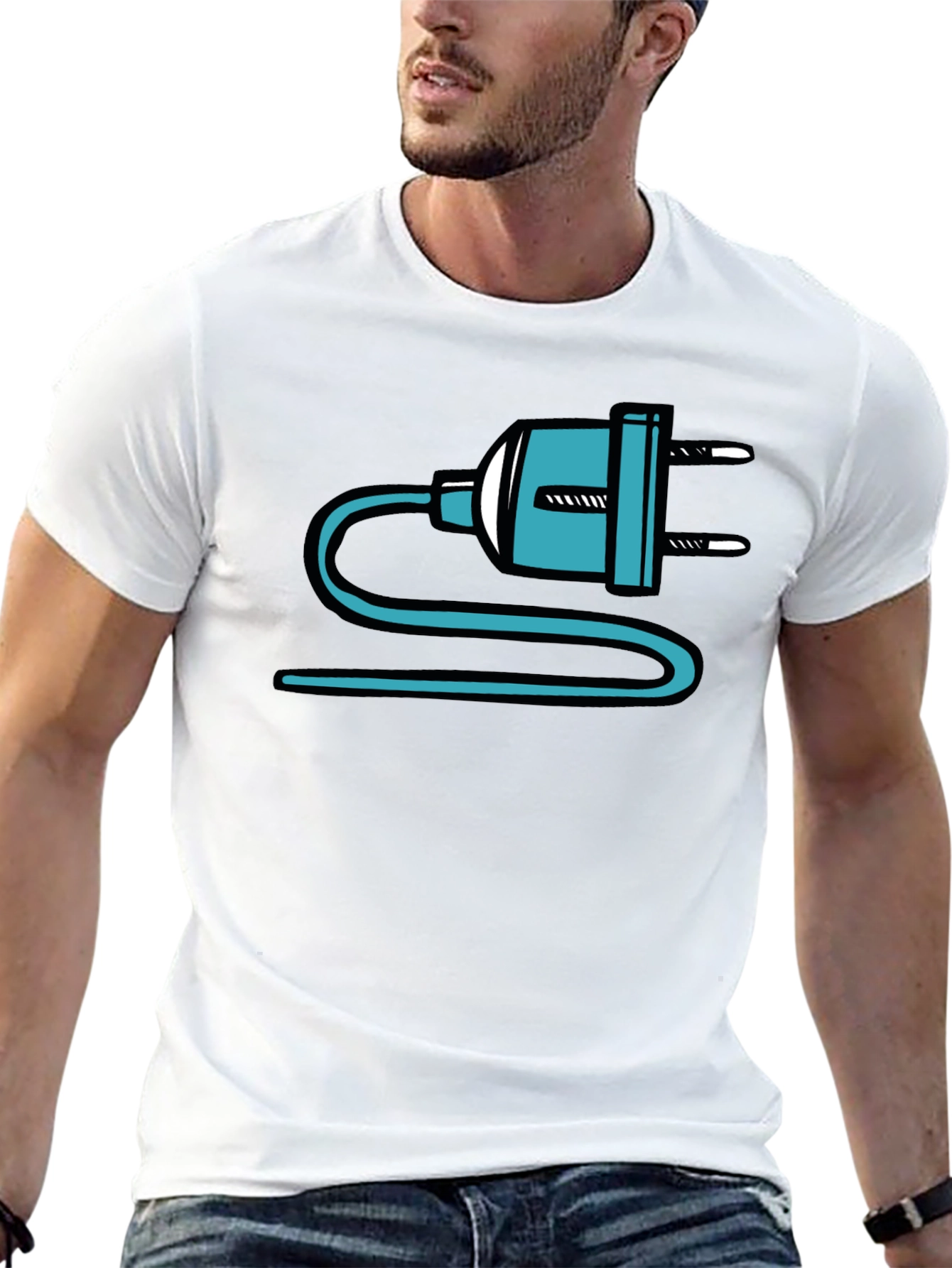 Electric Plug Graphic T-Shirt - Quirky Black Tee