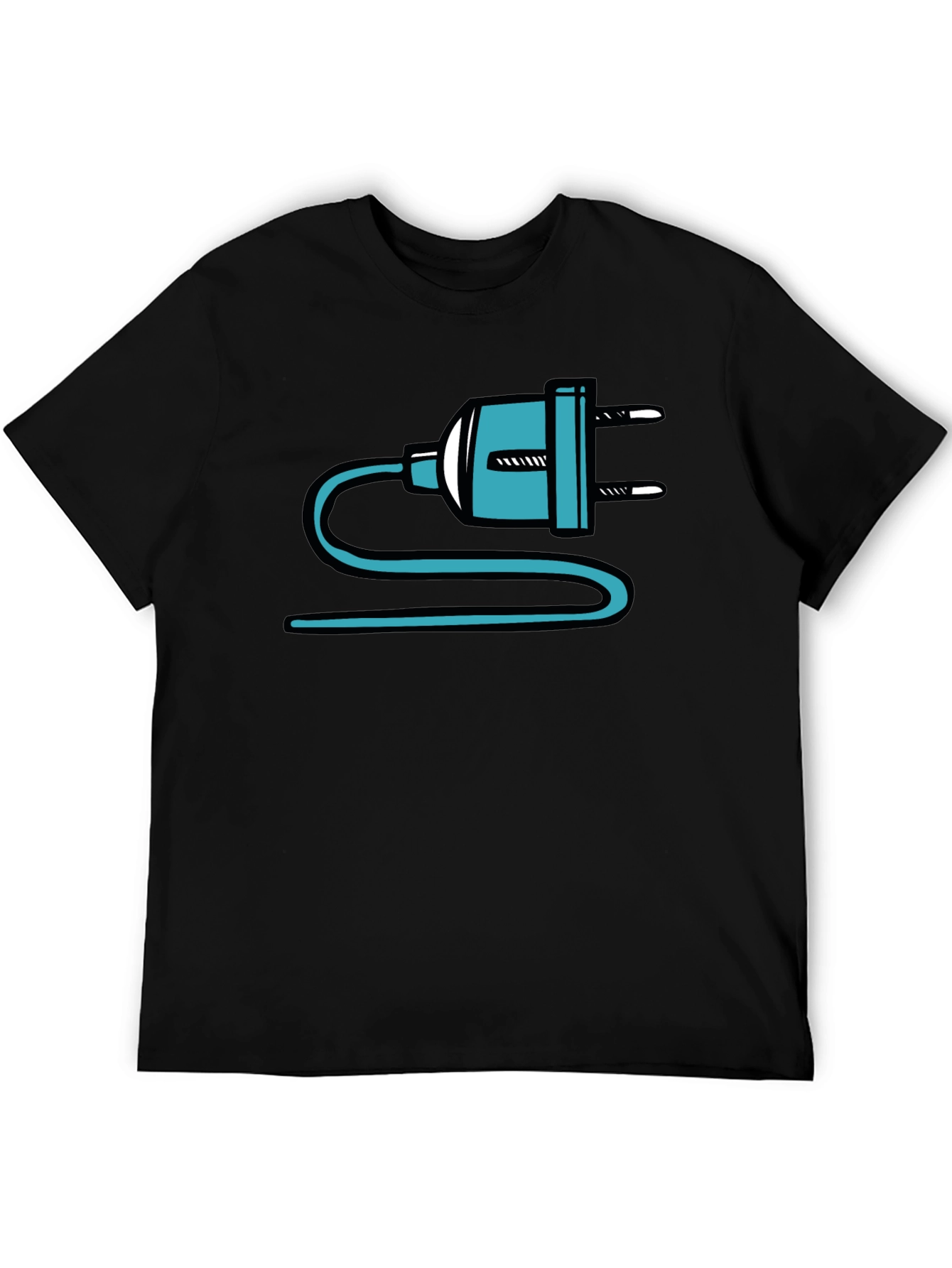Electric Plug Graphic T-Shirt - Quirky Black Tee