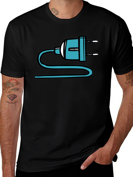 Electric Plug Graphic T-Shirt - Quirky Black Tee