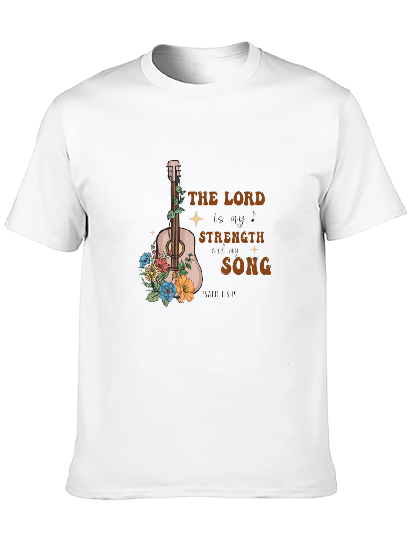 Faith-Inspired Guitar Floral Graphic T-Shirt