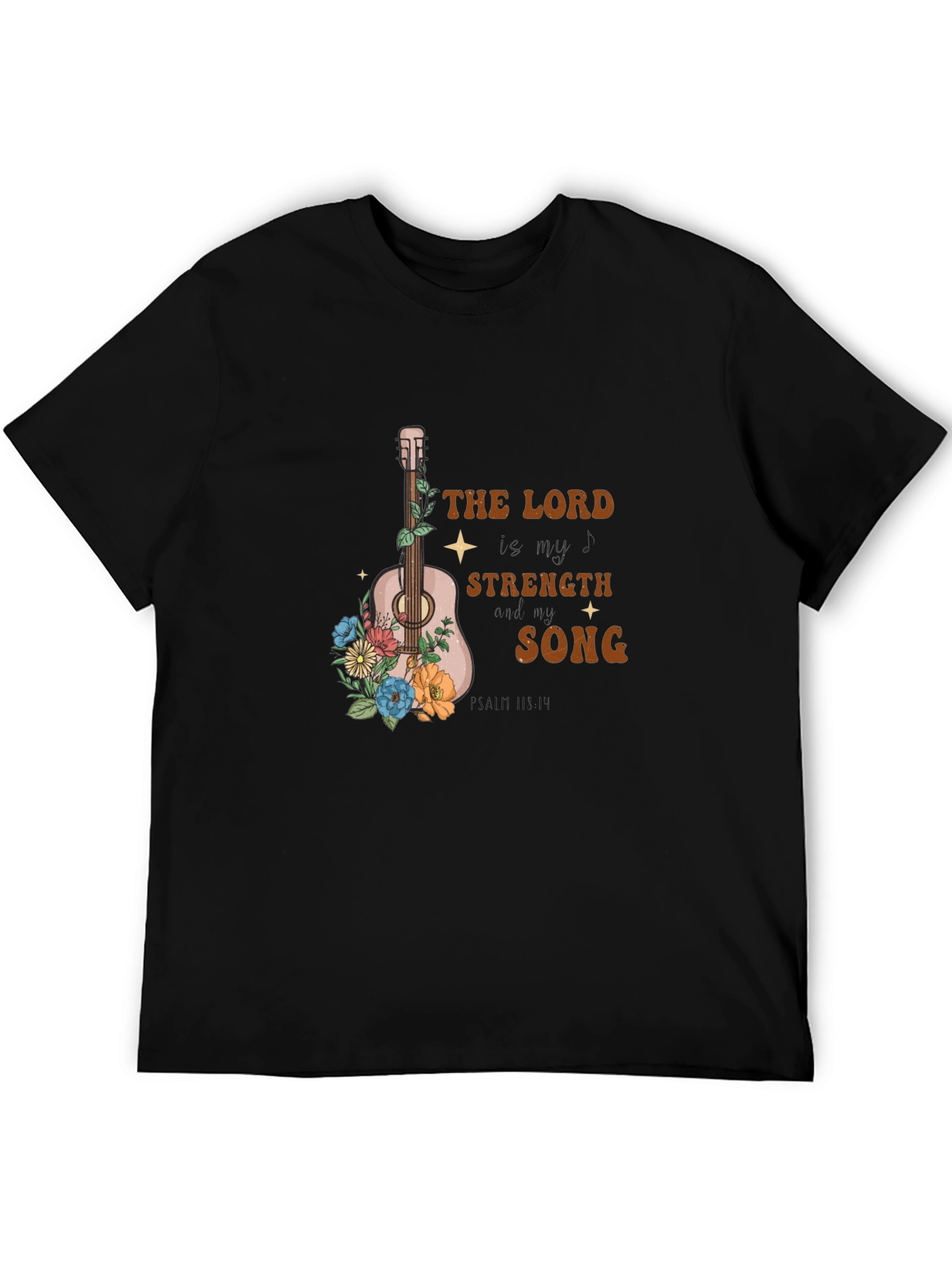 Faith-Inspired Guitar Floral Graphic T-Shirt