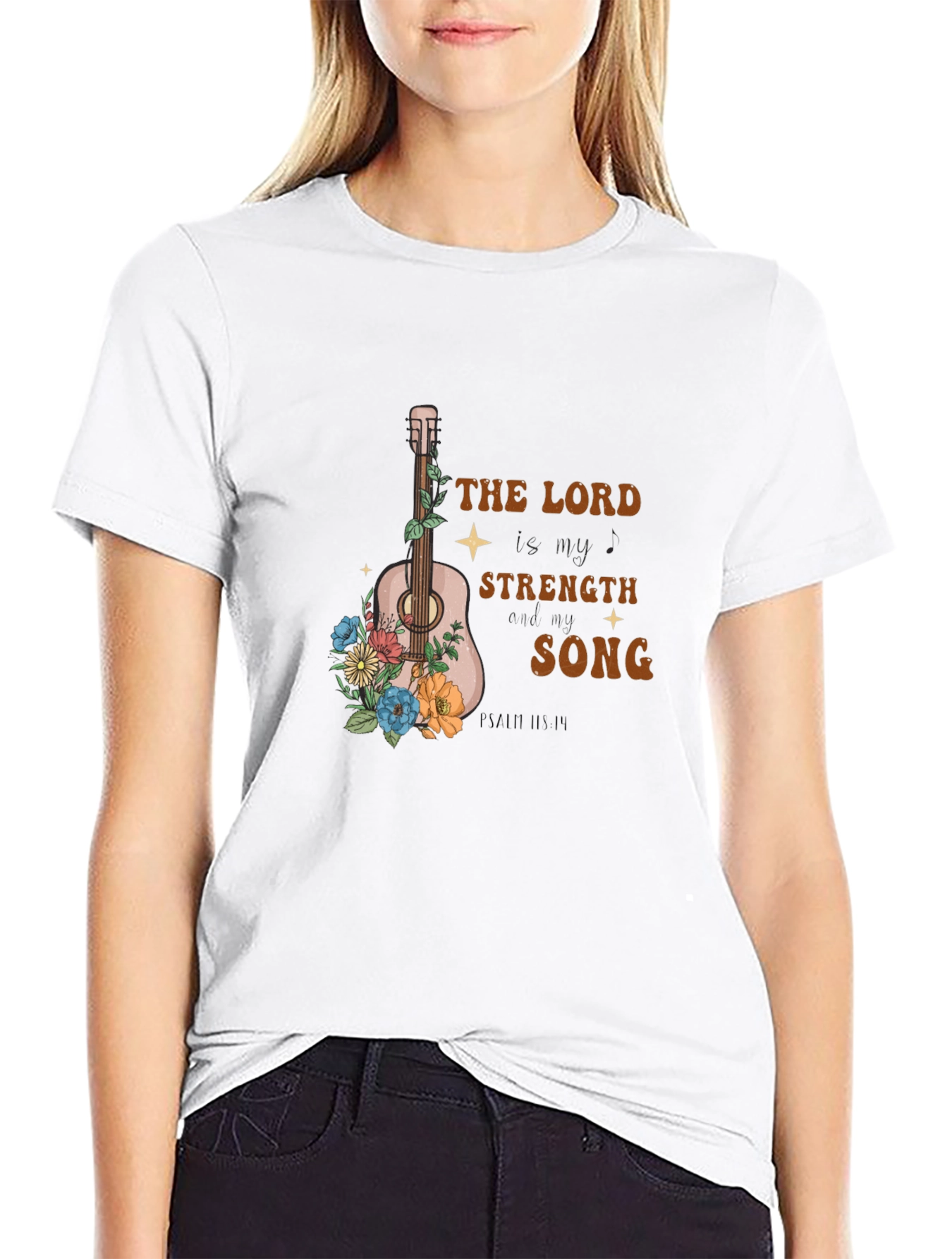 Faith-Inspired Guitar Floral Graphic T-Shirt