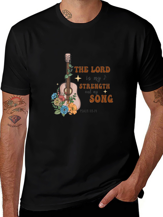 Faith-Inspired Guitar Floral Graphic T-Shirt