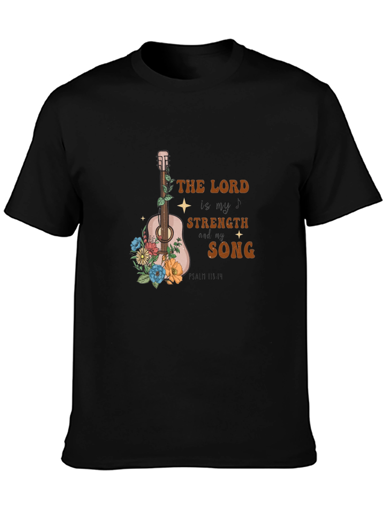 Faith-Inspired Guitar Floral Graphic T-Shirt