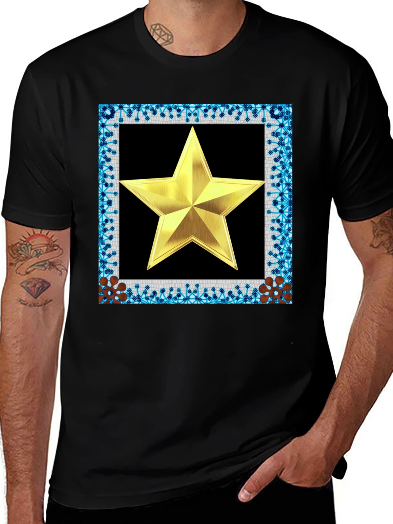 Golden Star Framed Black T-Shirt