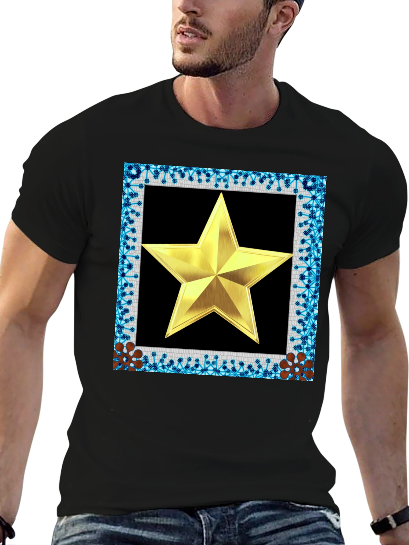 Golden Star Framed Black T-Shirt