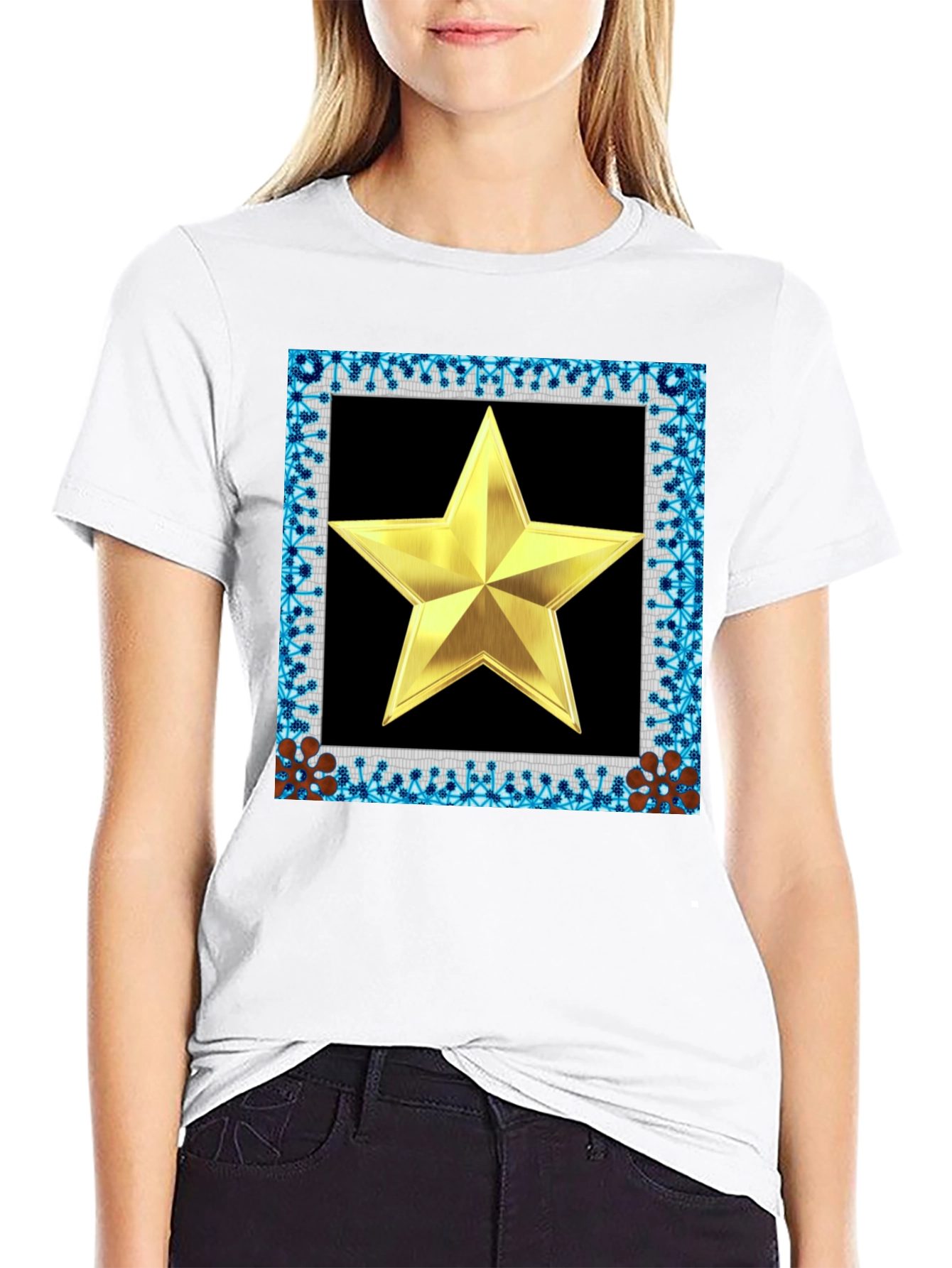 Golden Star Framed Black T-Shirt