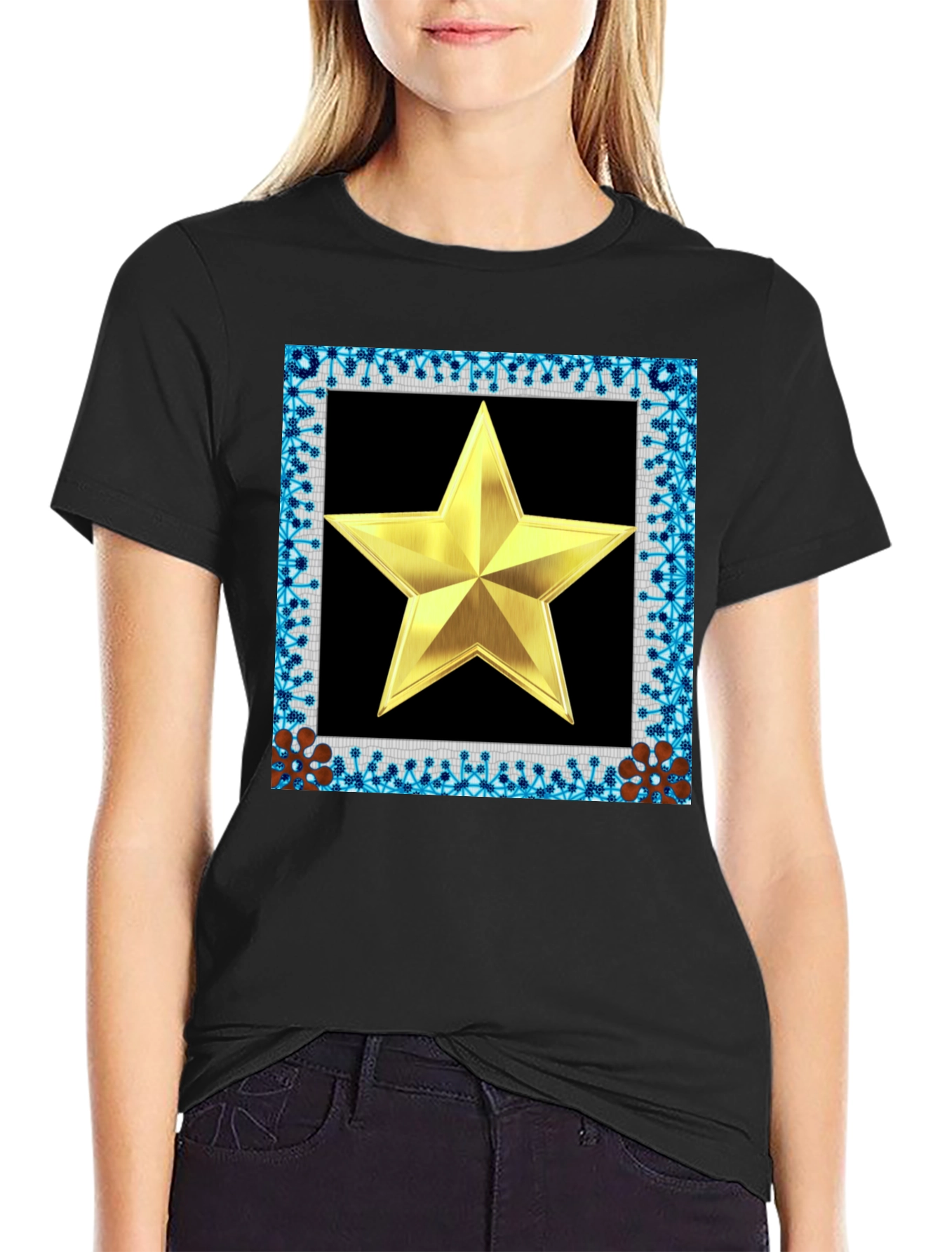 Golden Star Framed Black T-Shirt